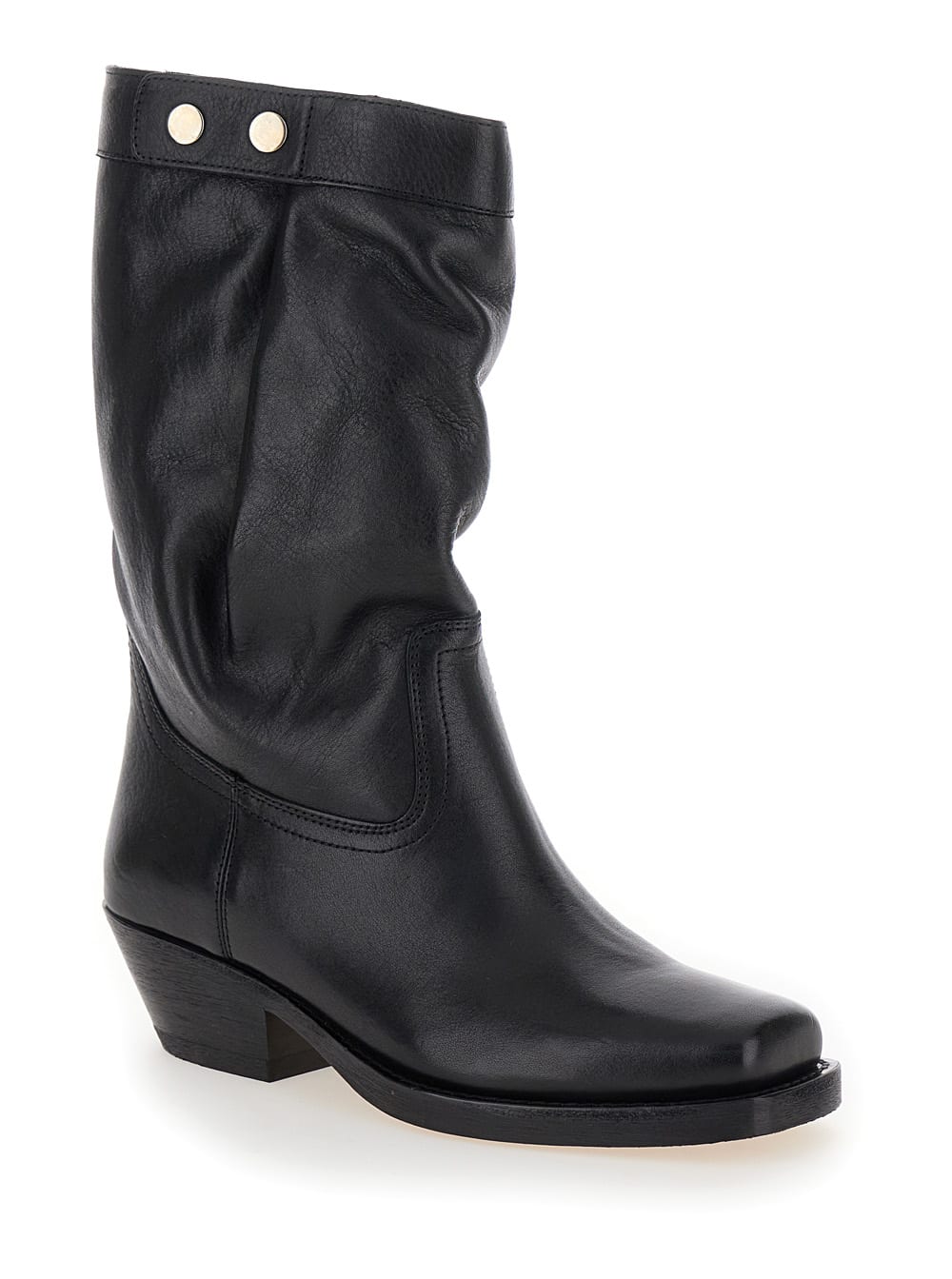 Shop Isabel Marant Ademe Black Biker Boots With Buttons In Leather Woman