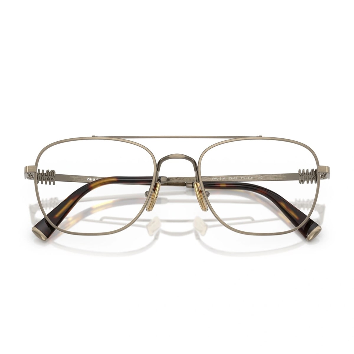 Miu Miu Womens Gold Mu 51wv Square-frame Metal Glasses In Gold