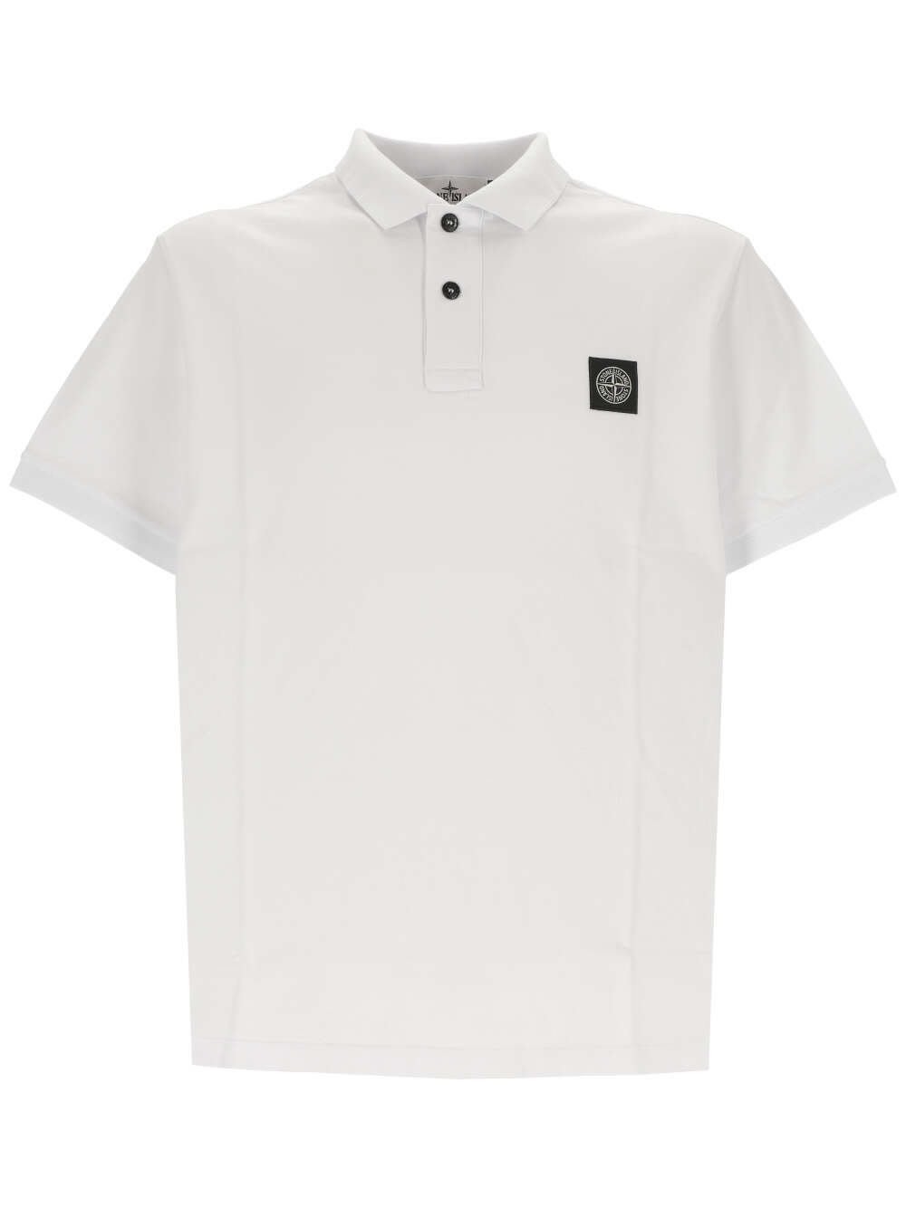 Shop Stone Island Logo Patch Polo Shirt In White