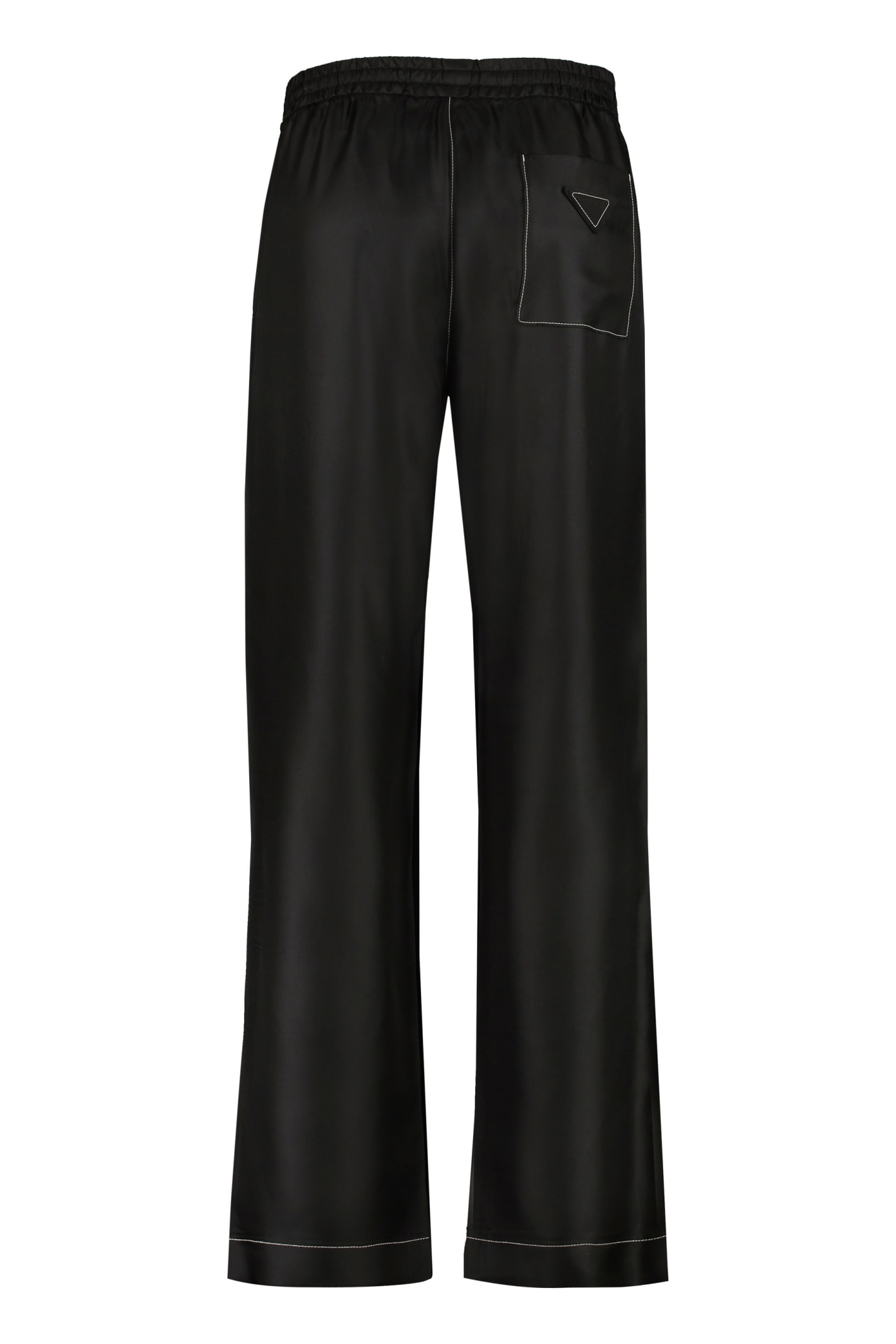 Shop Prada Silk Trousers In Black
