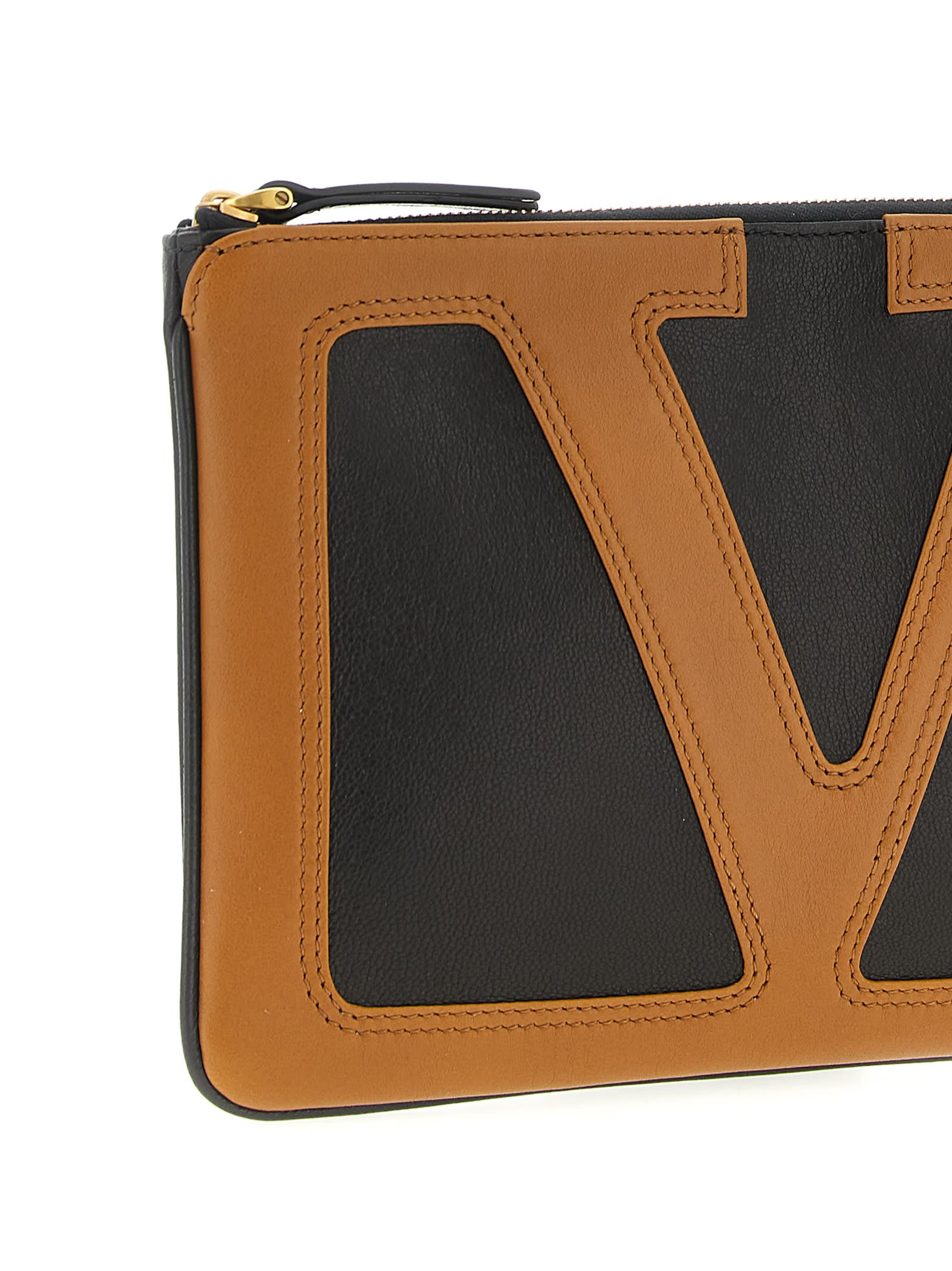 Valentino Viva Superstar Leather Envelope Clutch Bag In Brown