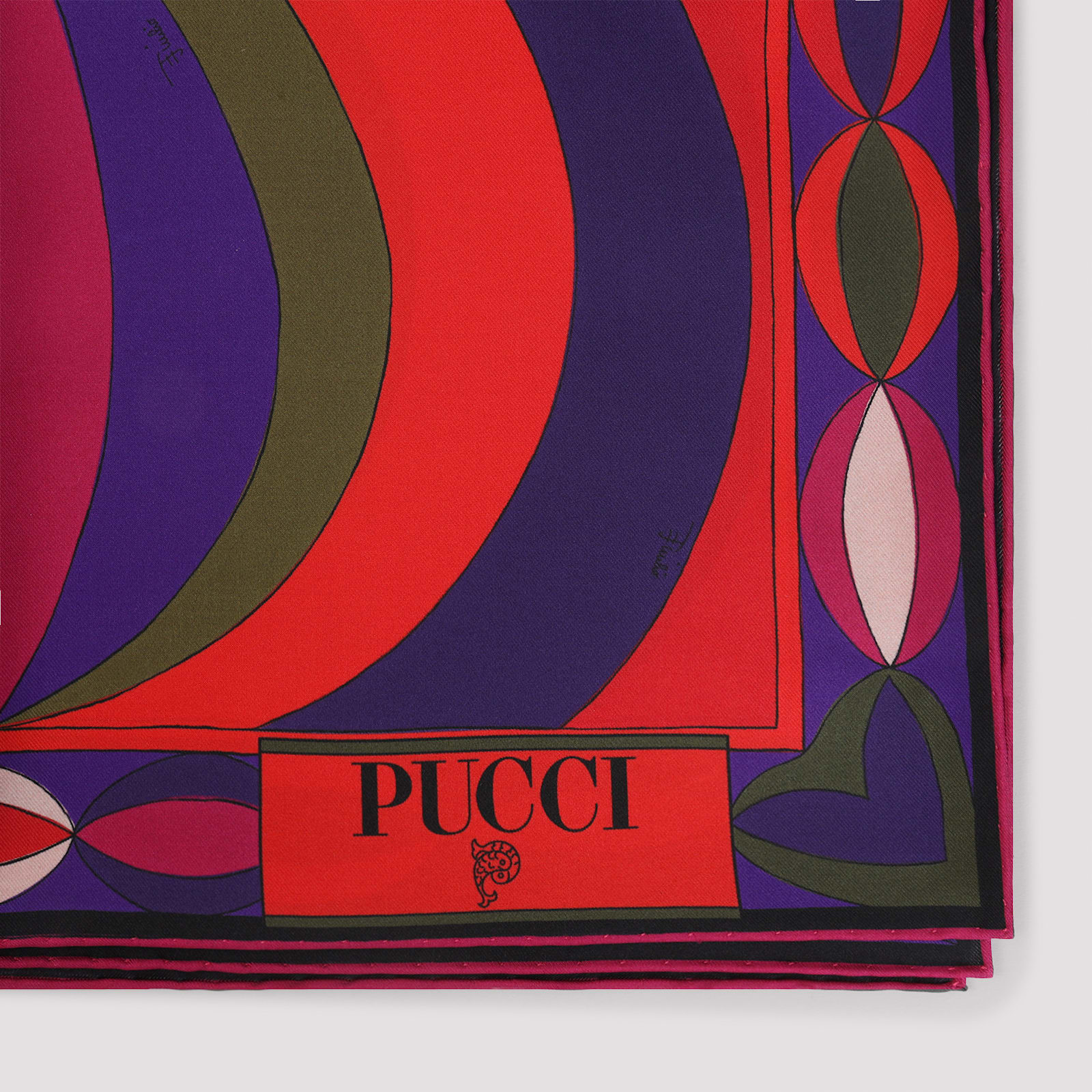 Pucci Square Silk Twill Scarf With Bold Patterns In Red