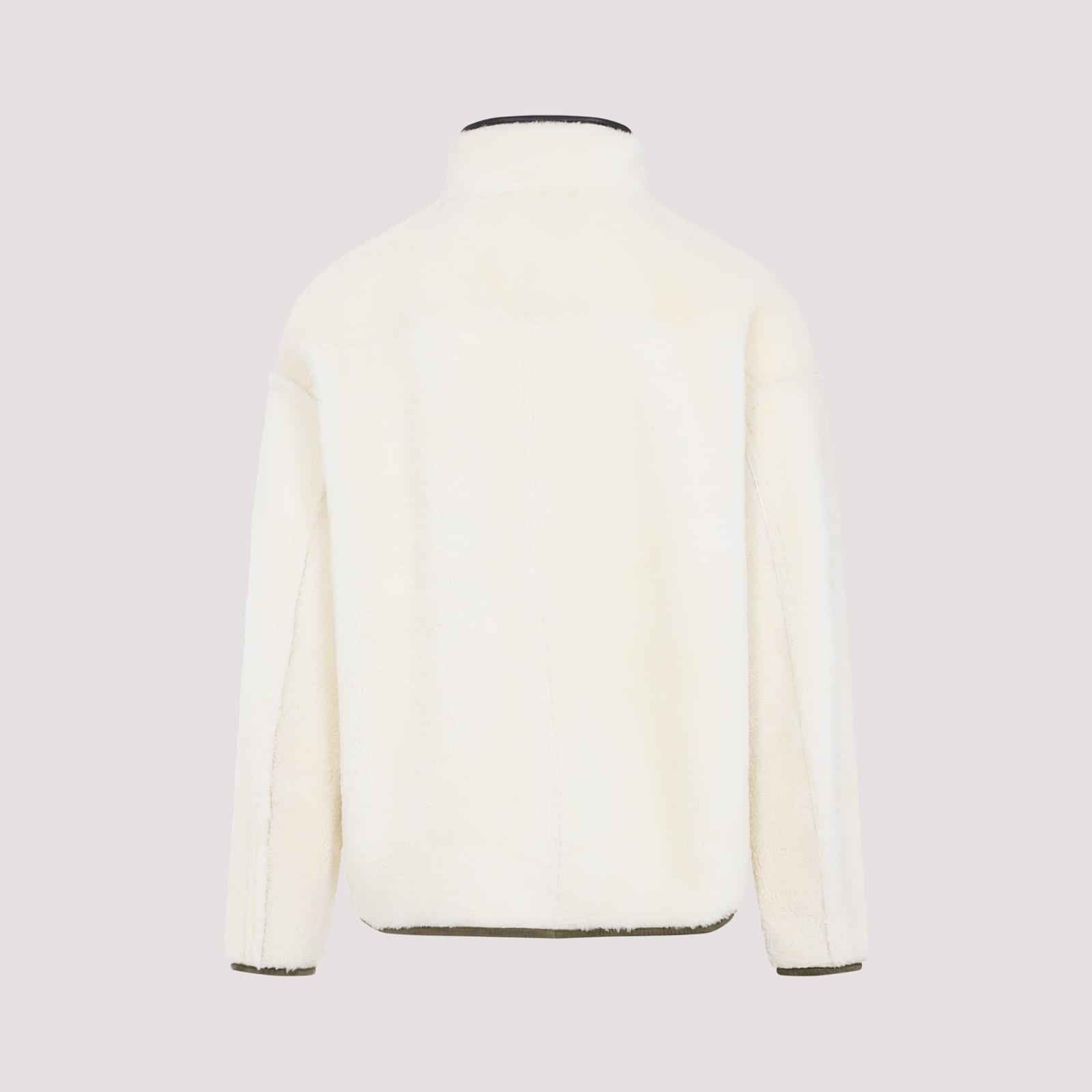 Marni Fleece Bomber Jacket With Zip-up Closure In White