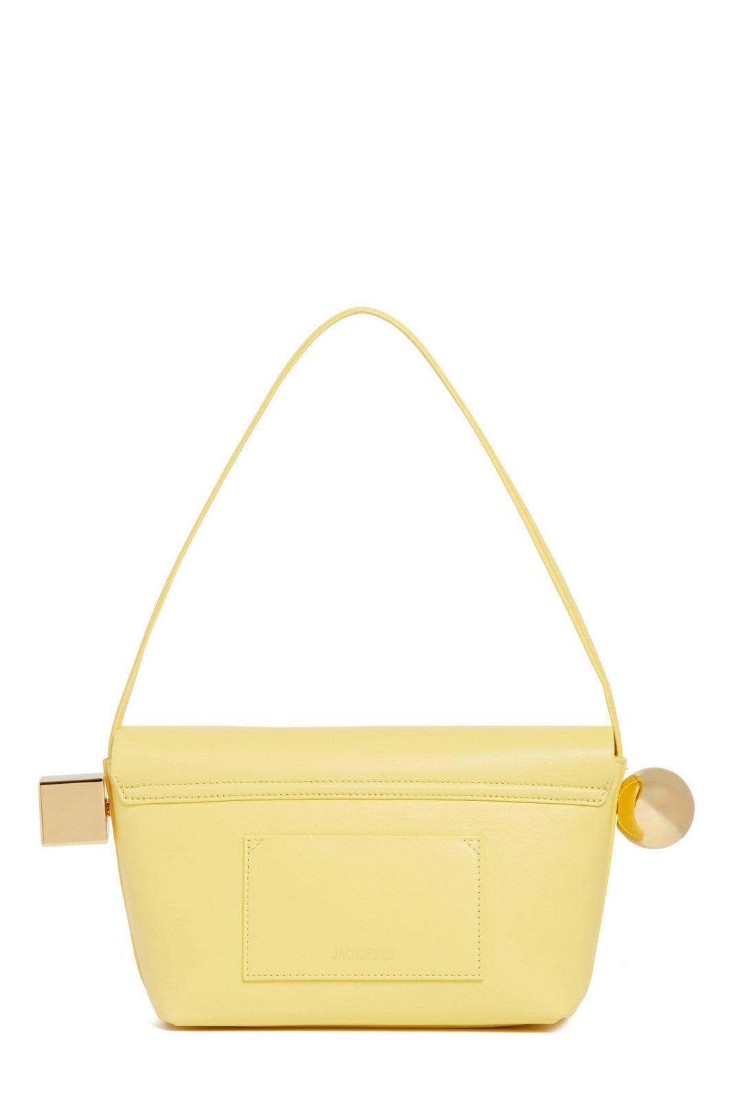 Shop Jacquemus Le Rond Carré Logo Detailed Shoulder Bag In Yellow