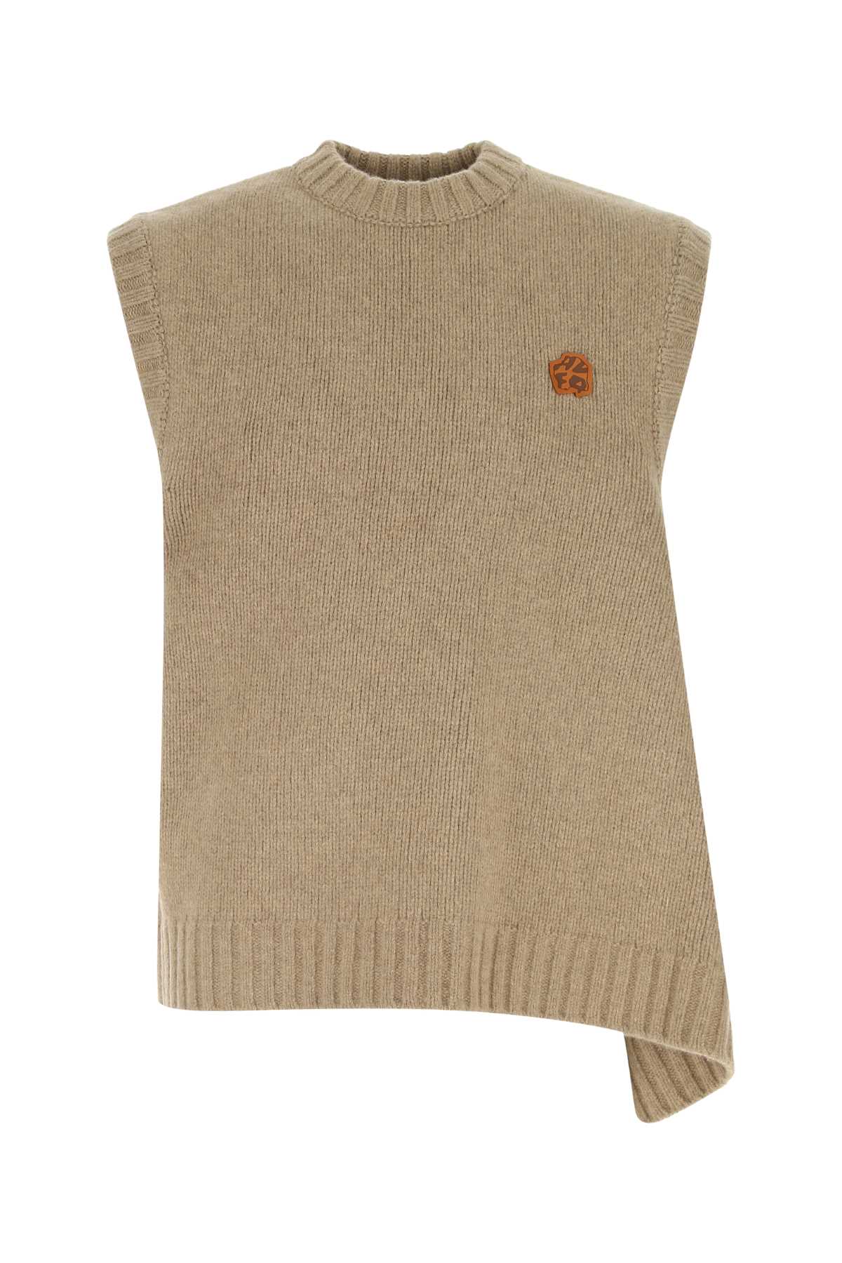 Shop Ader Error Cappuccino Wool Blend Oversize Vest In Beige