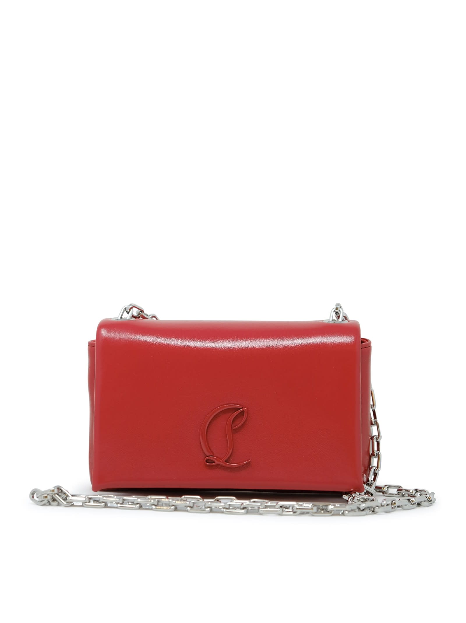 Christian Louboutin Red Leather Loubi54 Soft Pouch Bag In Pink
