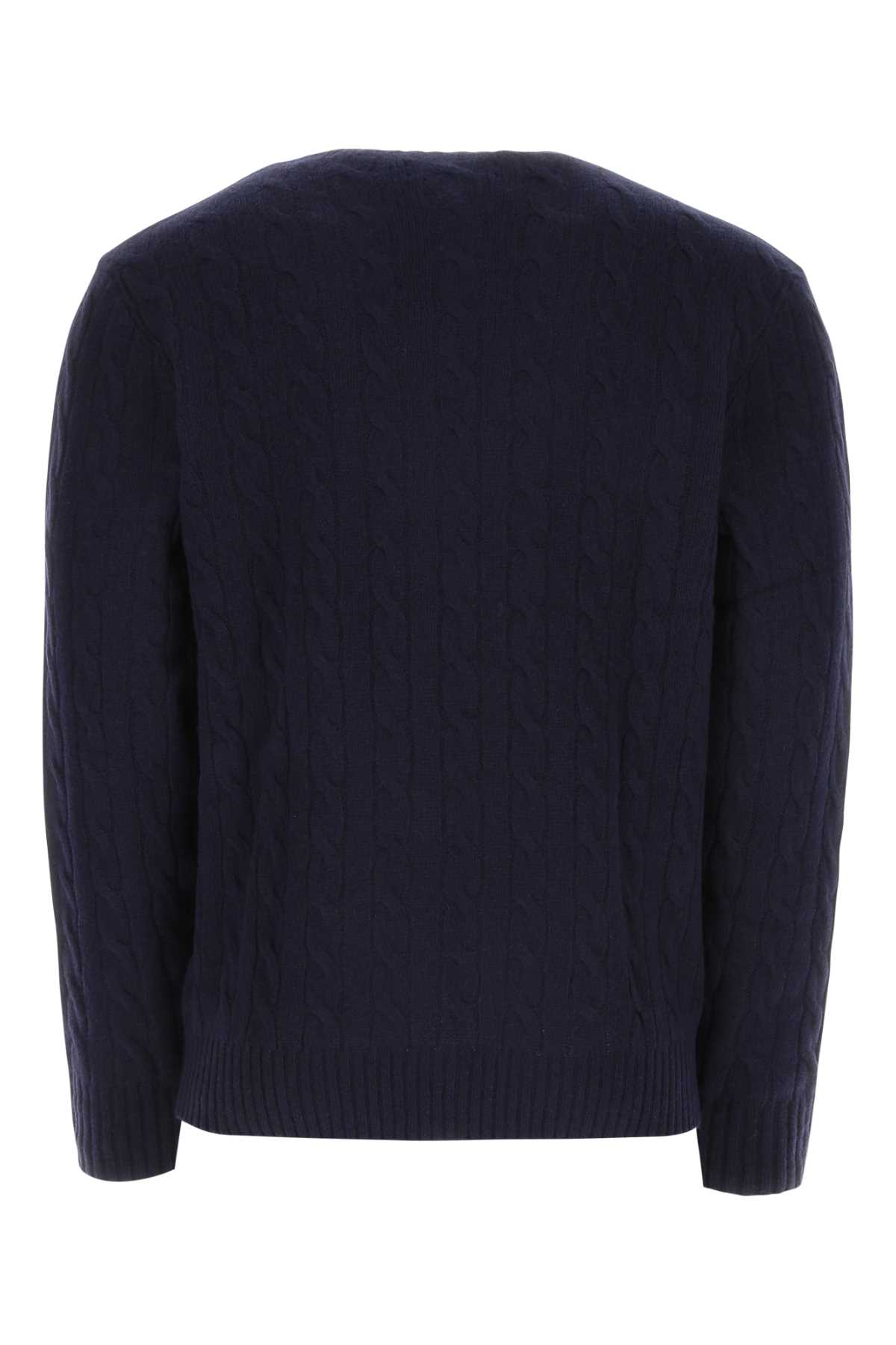 Shop Polo Ralph Lauren Midnight Blue Wool Blend Sweater In 002