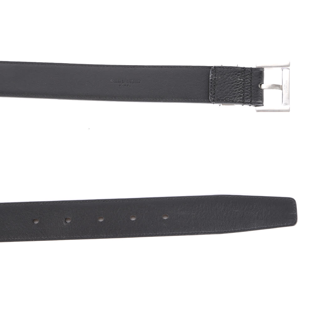 Shop Saint Laurent Cassandre Grained Leather Beltcassandre Grained Leather Belt In Black