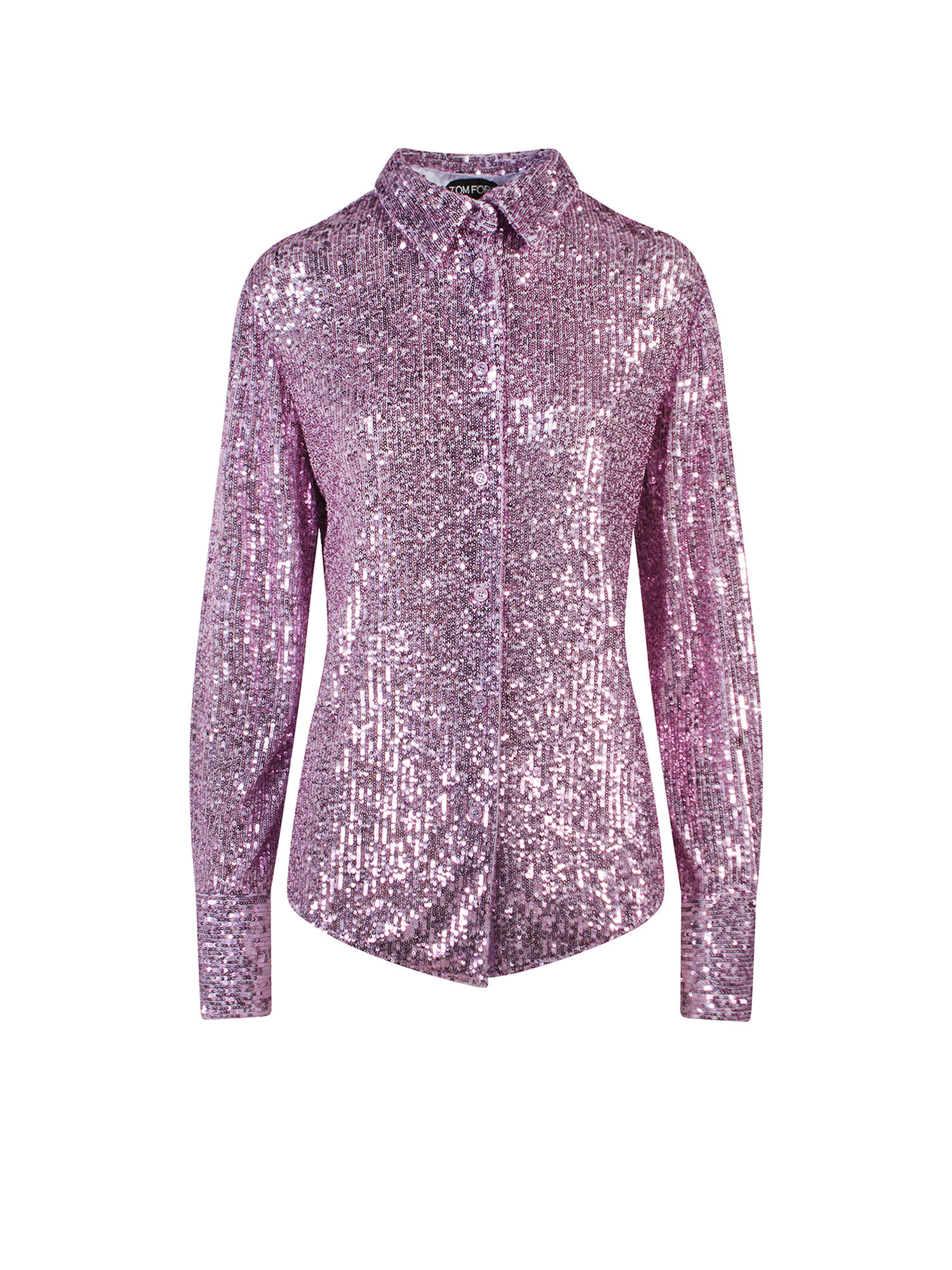 Tom Ford Sequin-embellished Long-sleeve Shirt In Purple
