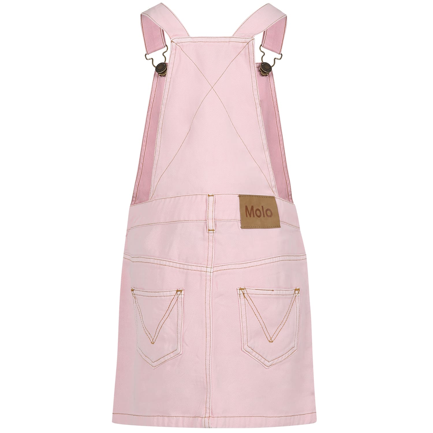 Shop Molo Pink Dungarees For Girl With Logo