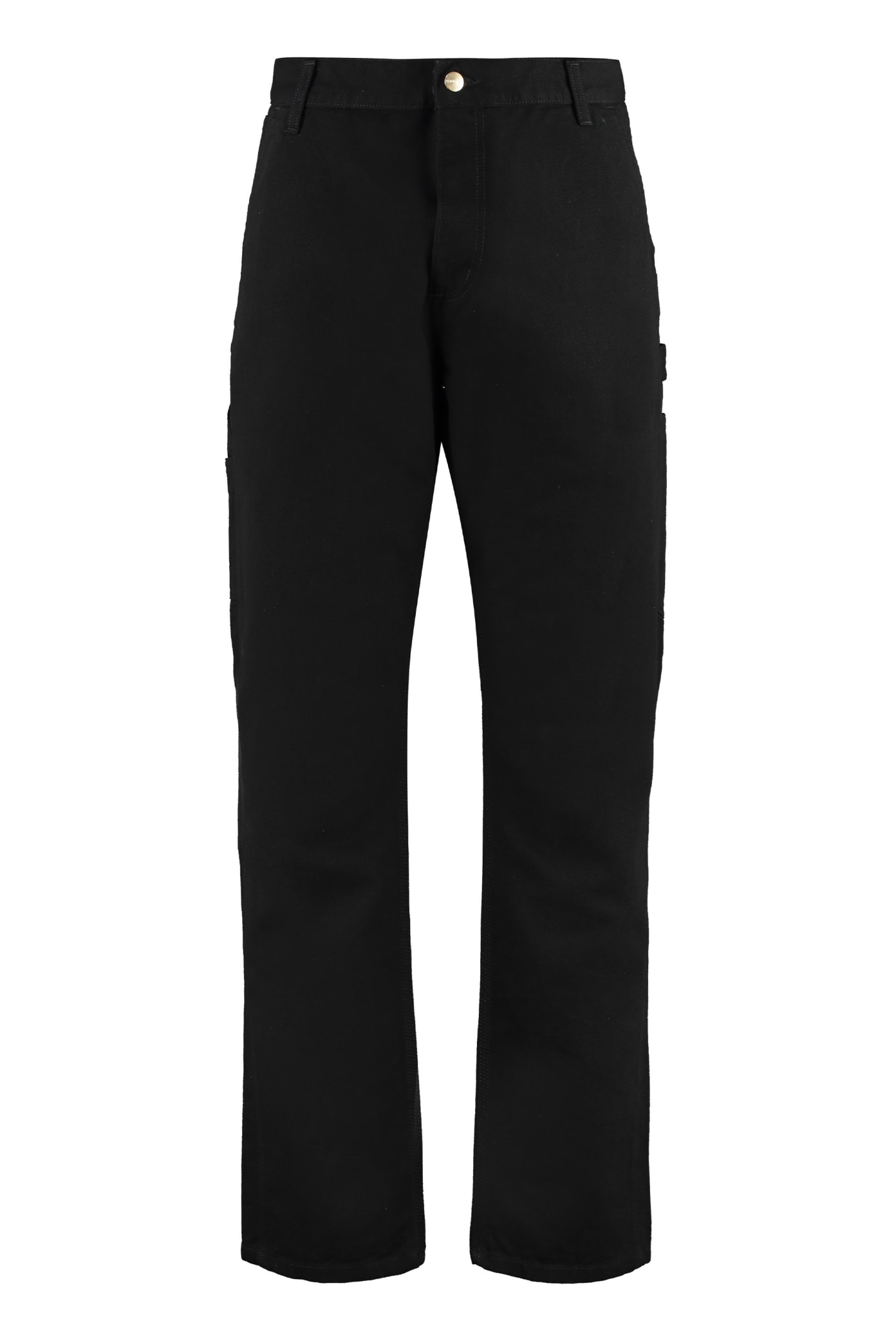 Carhartt Single Knee Straight-leg Organic Cotton-canvas Trousers In Black
