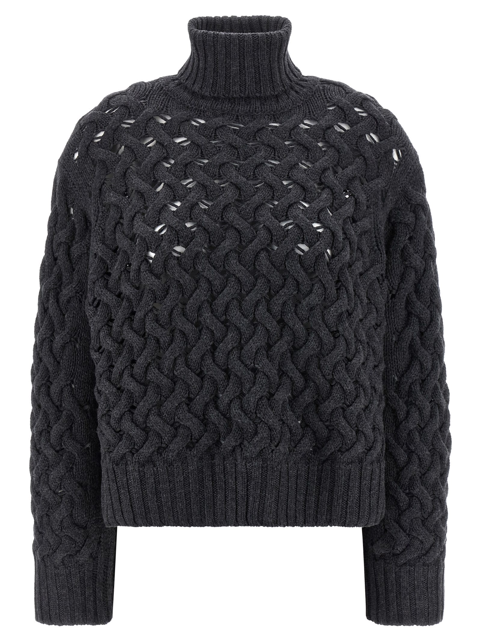P.a.r.o.s.h Braided Wool High-neck Sweater In Black