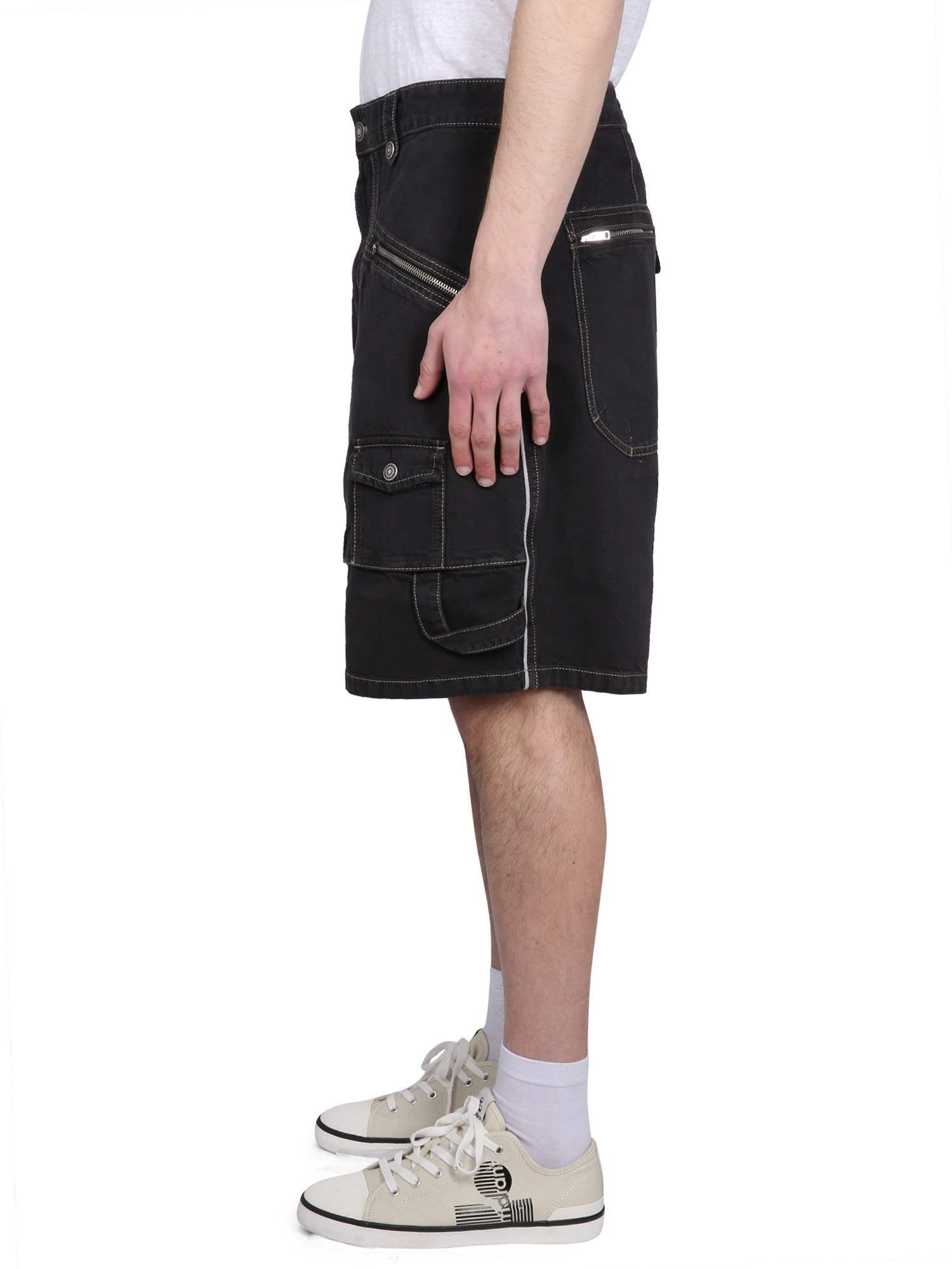 Isabel Marant Denim Bermuda Shorts Featuring Belt Loops In Black