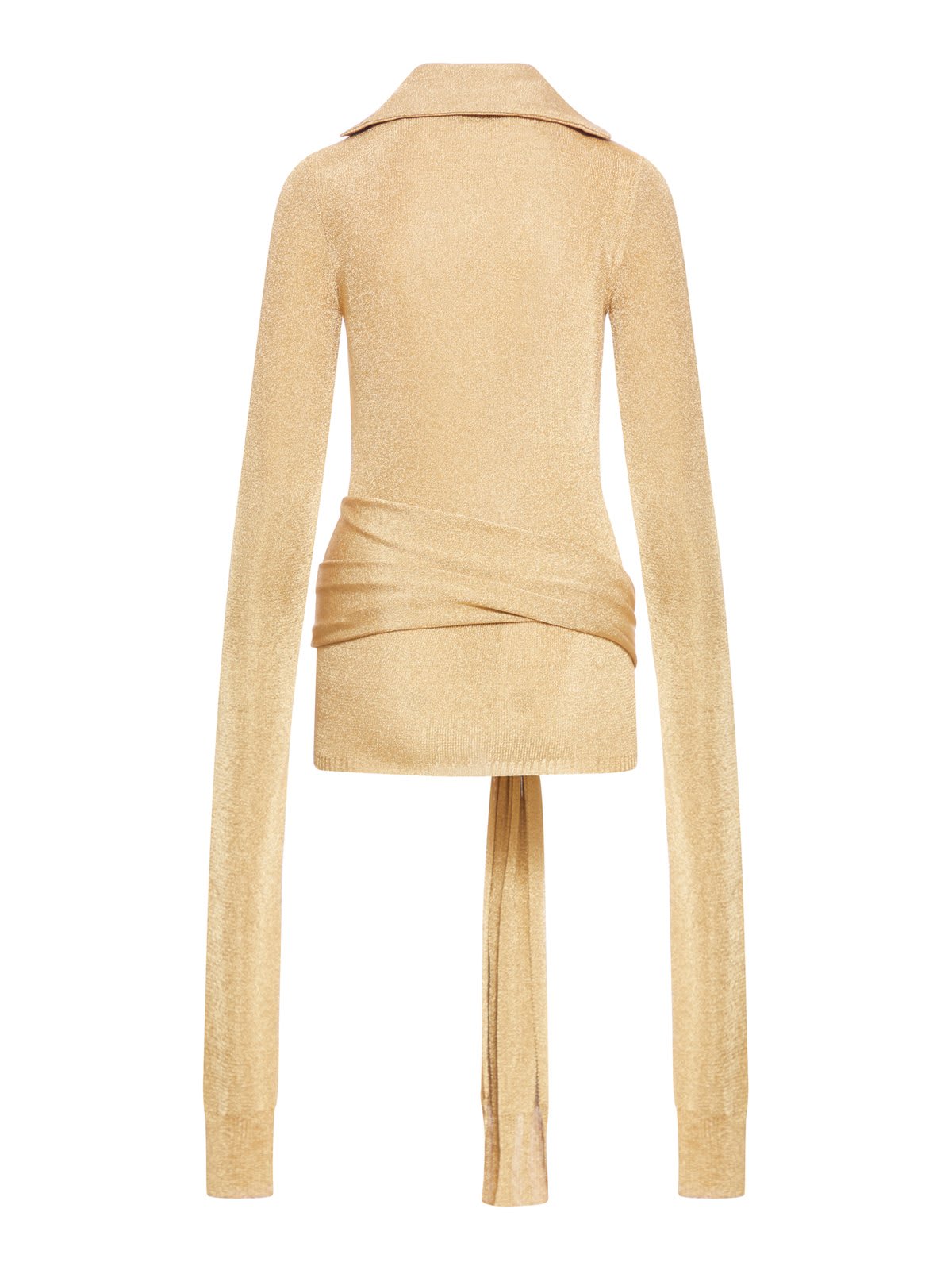 Shop Coperni Knotted Sleeved Dress In Gld Gold