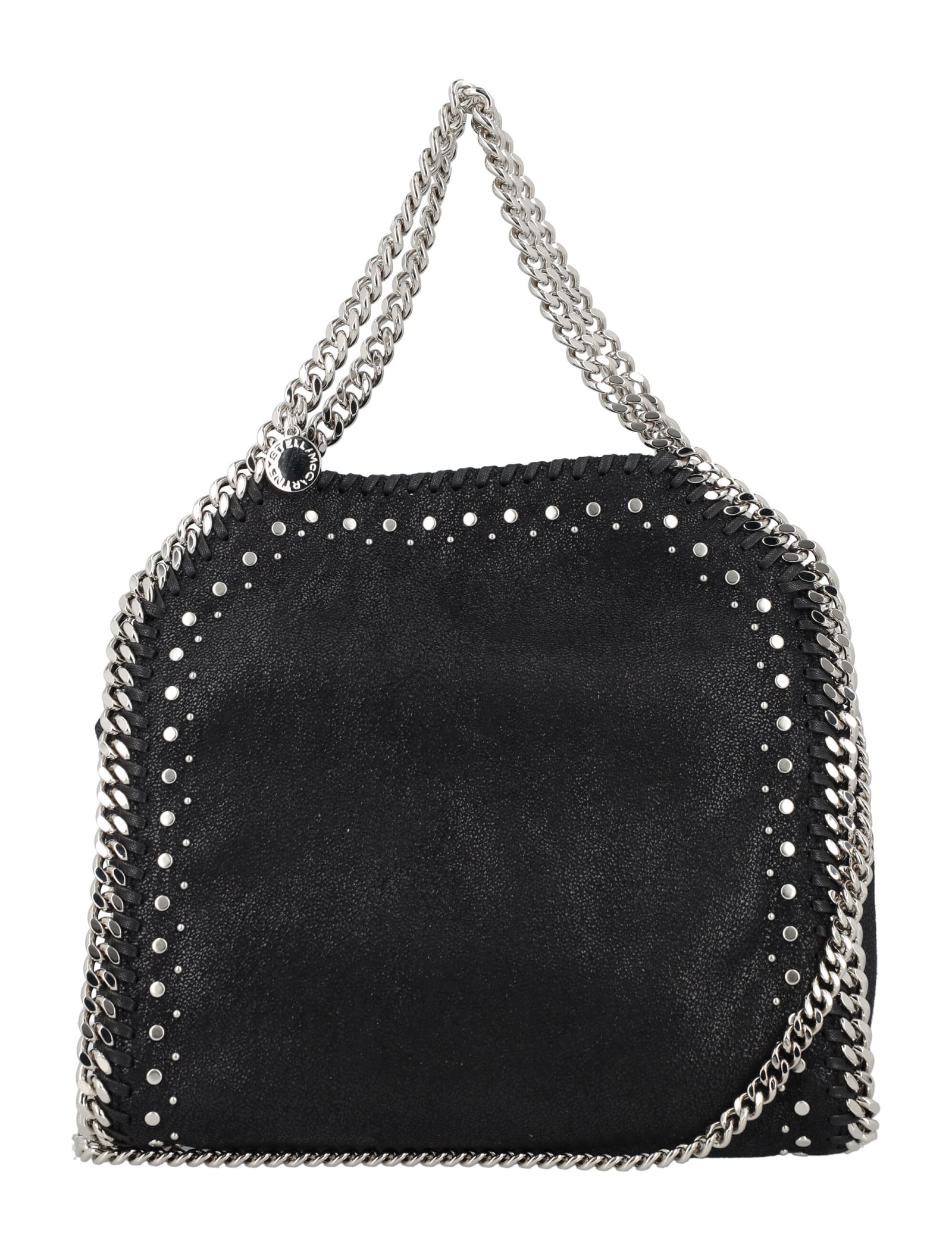 Shop Stella Mccartney Falabella Studs Mini Tote Bag In Black