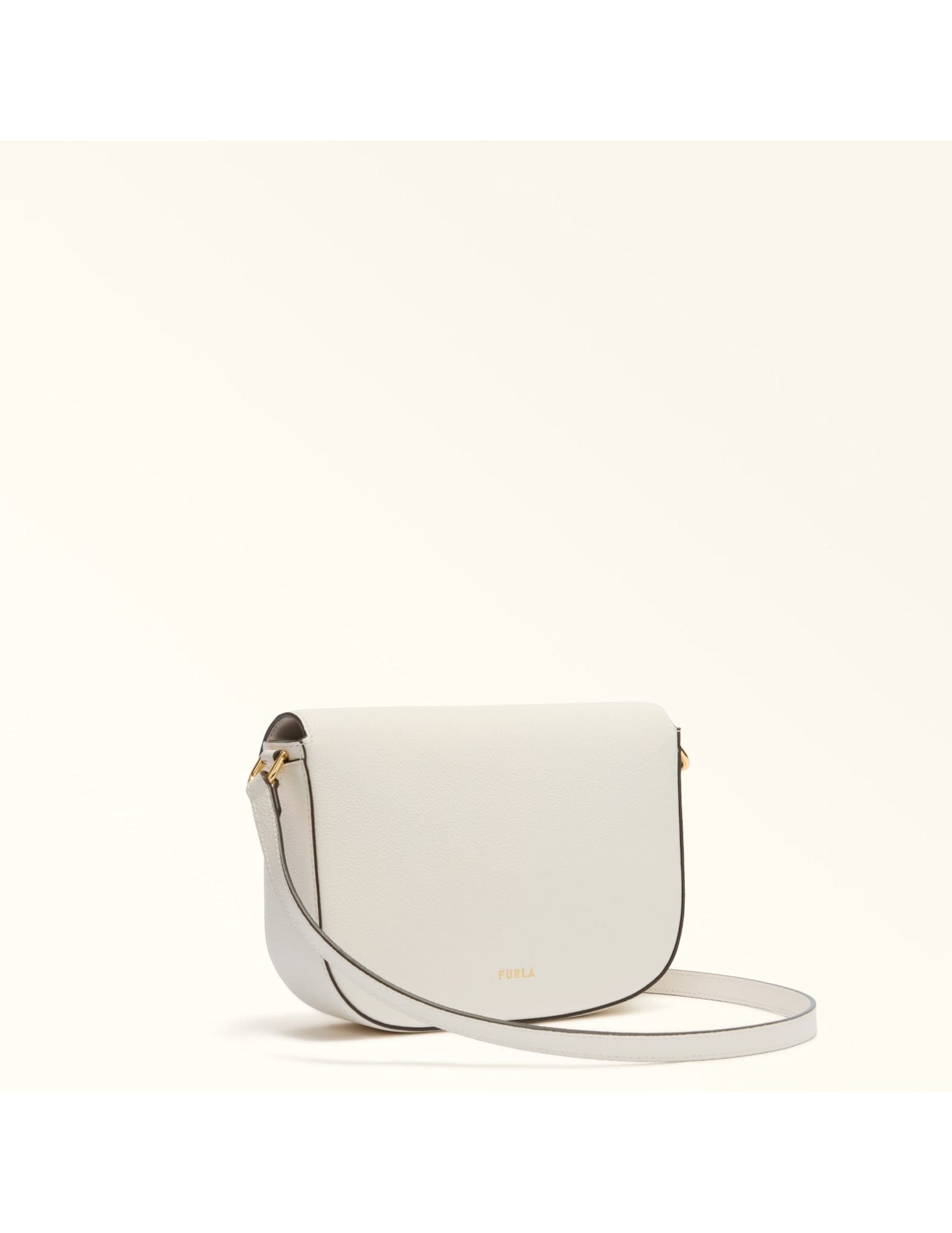 Furla Moonlight S Crossbody Bag In Cream Leather In White