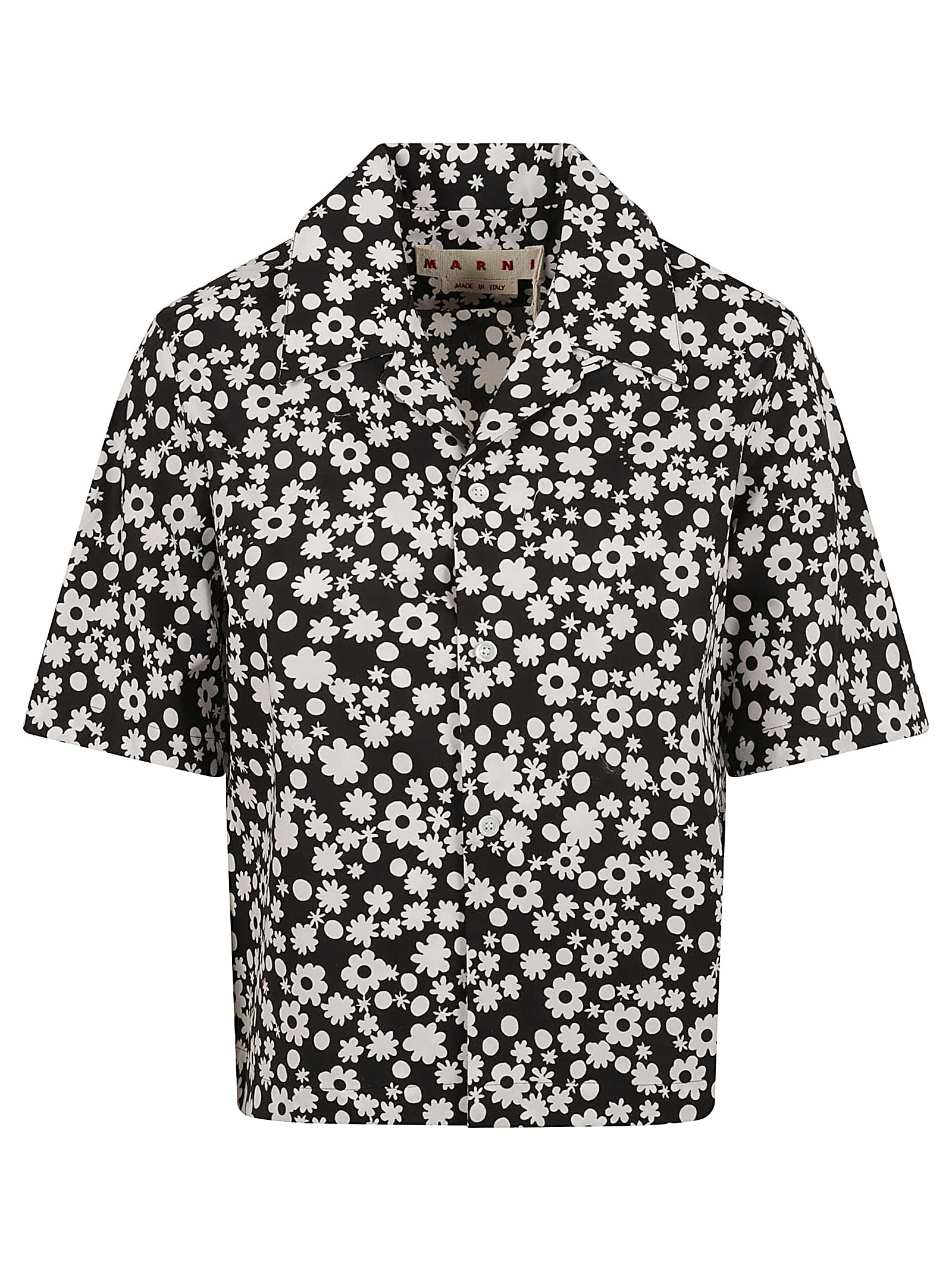 Marni Floral Print Cocoon Silhouette Shirt In Black