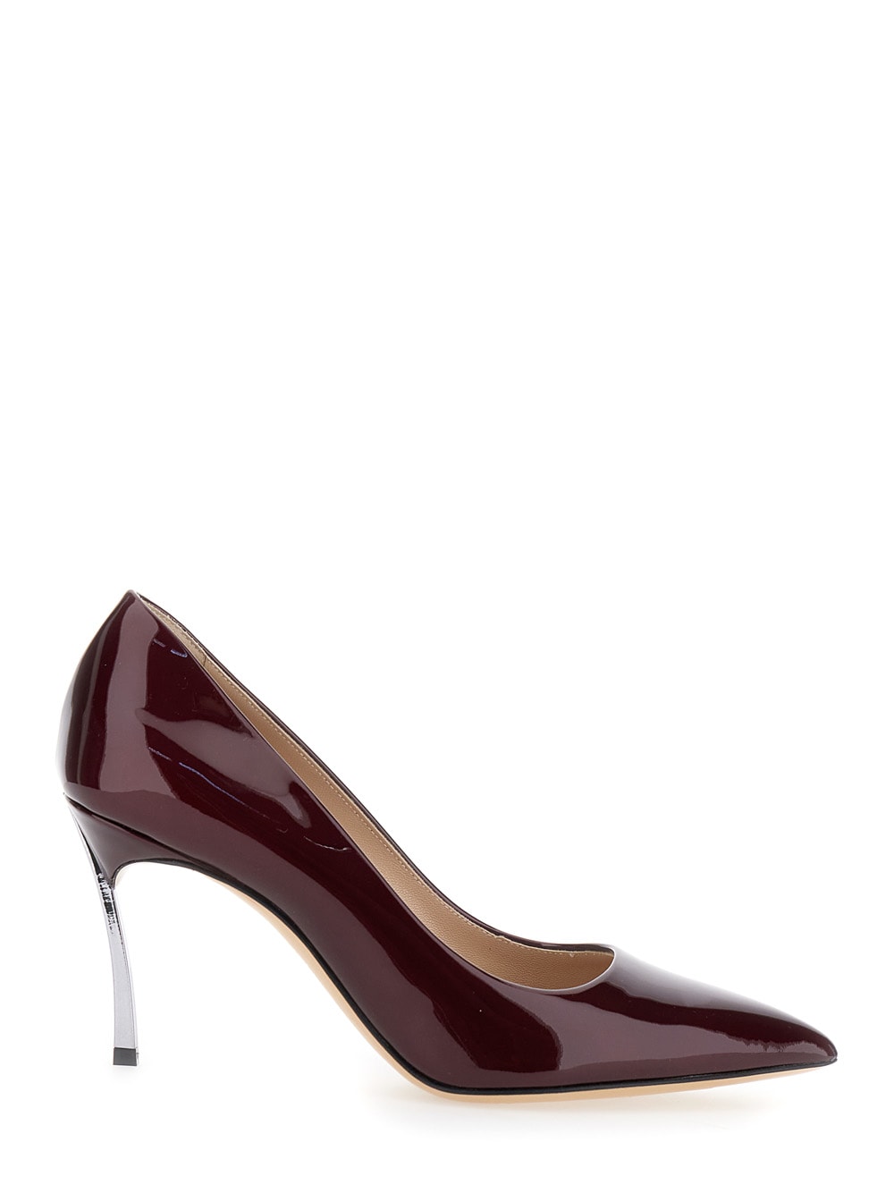 Bordeaux Pumps With High Stiletto Heel In Patent Leather Woman