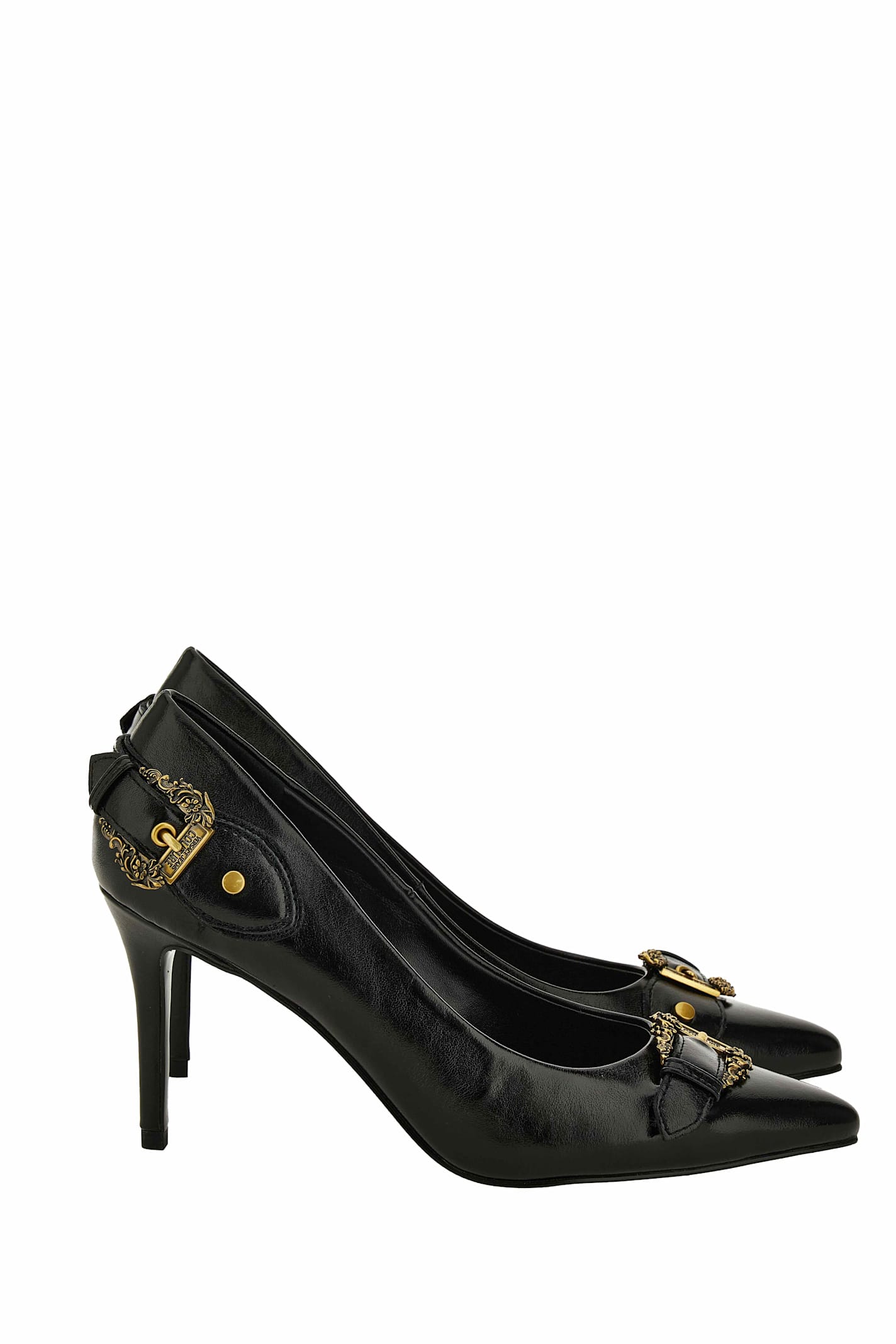 Versace Jeans Couture Scarlett Buckle-detail Pointed-toe Pumps In Black