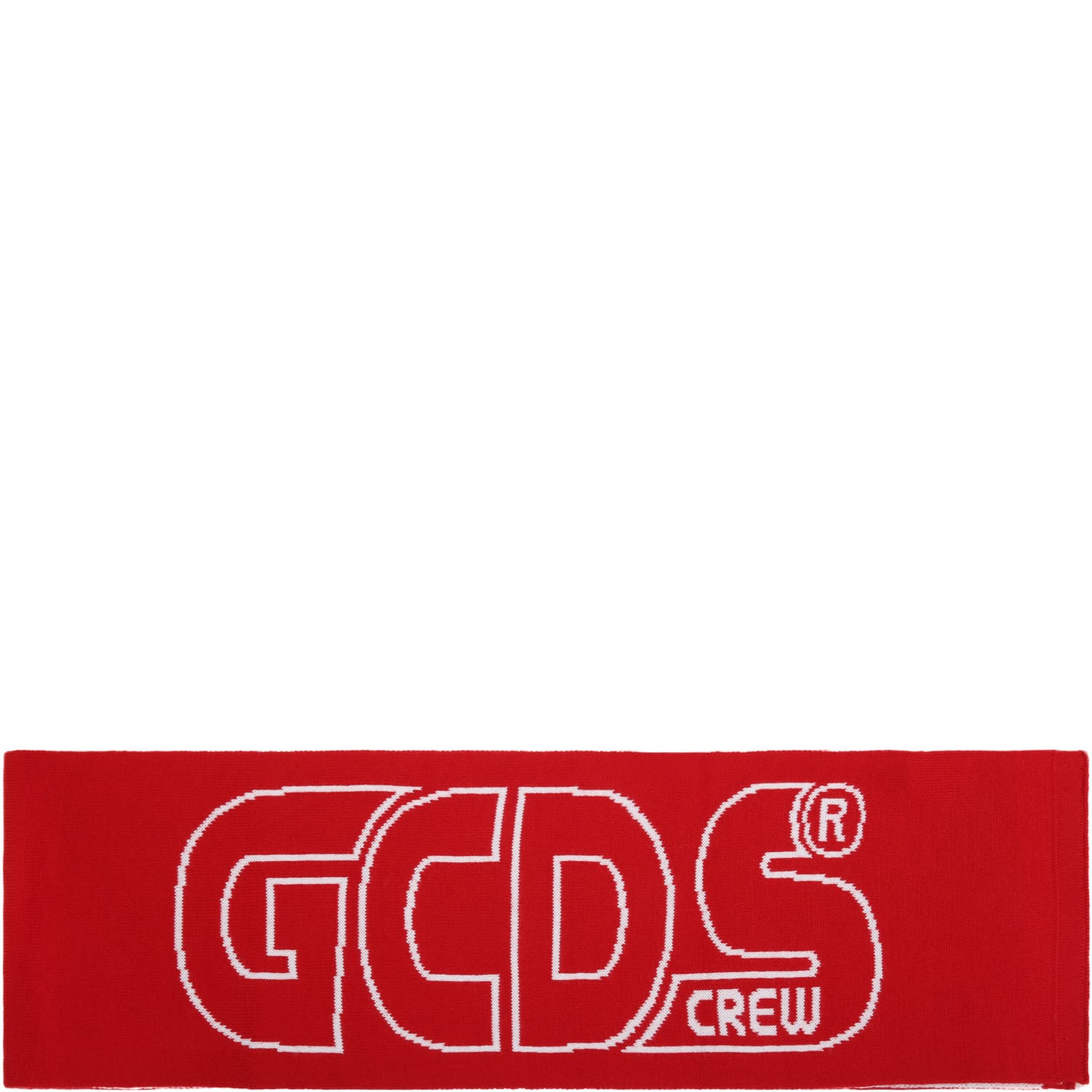 GCDS Mini Red Scarf For Kids With Logo