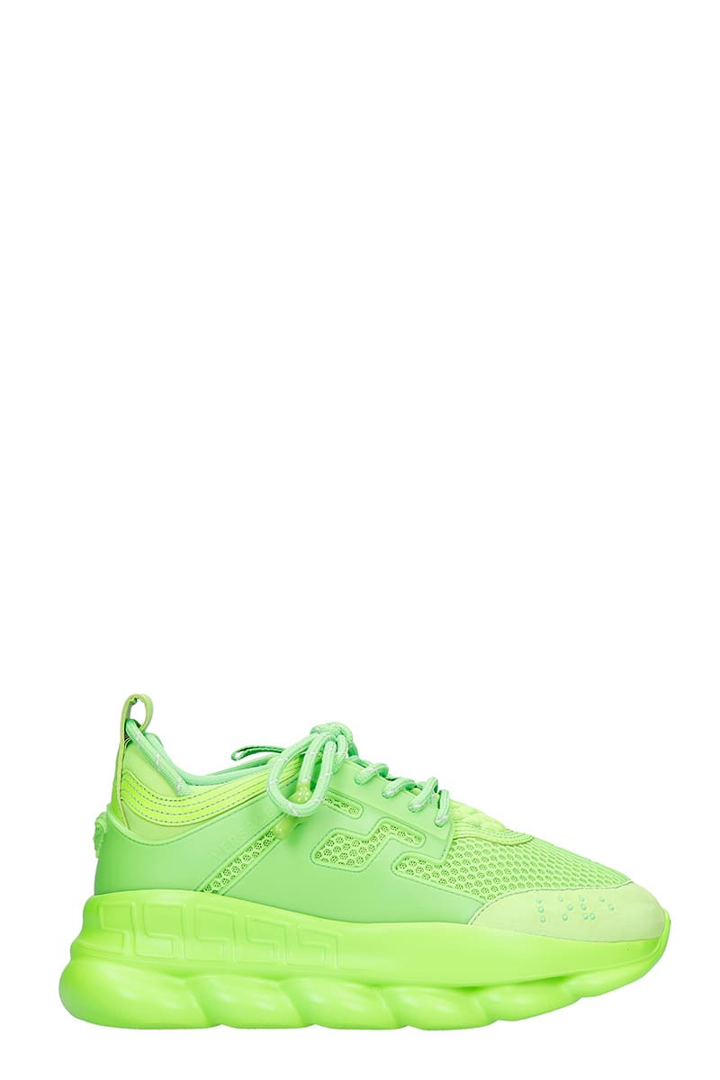 Buy Versace Chain Reaction Sneakers In Green Synthetic Fibers online, shop Versace shoes with free shipping