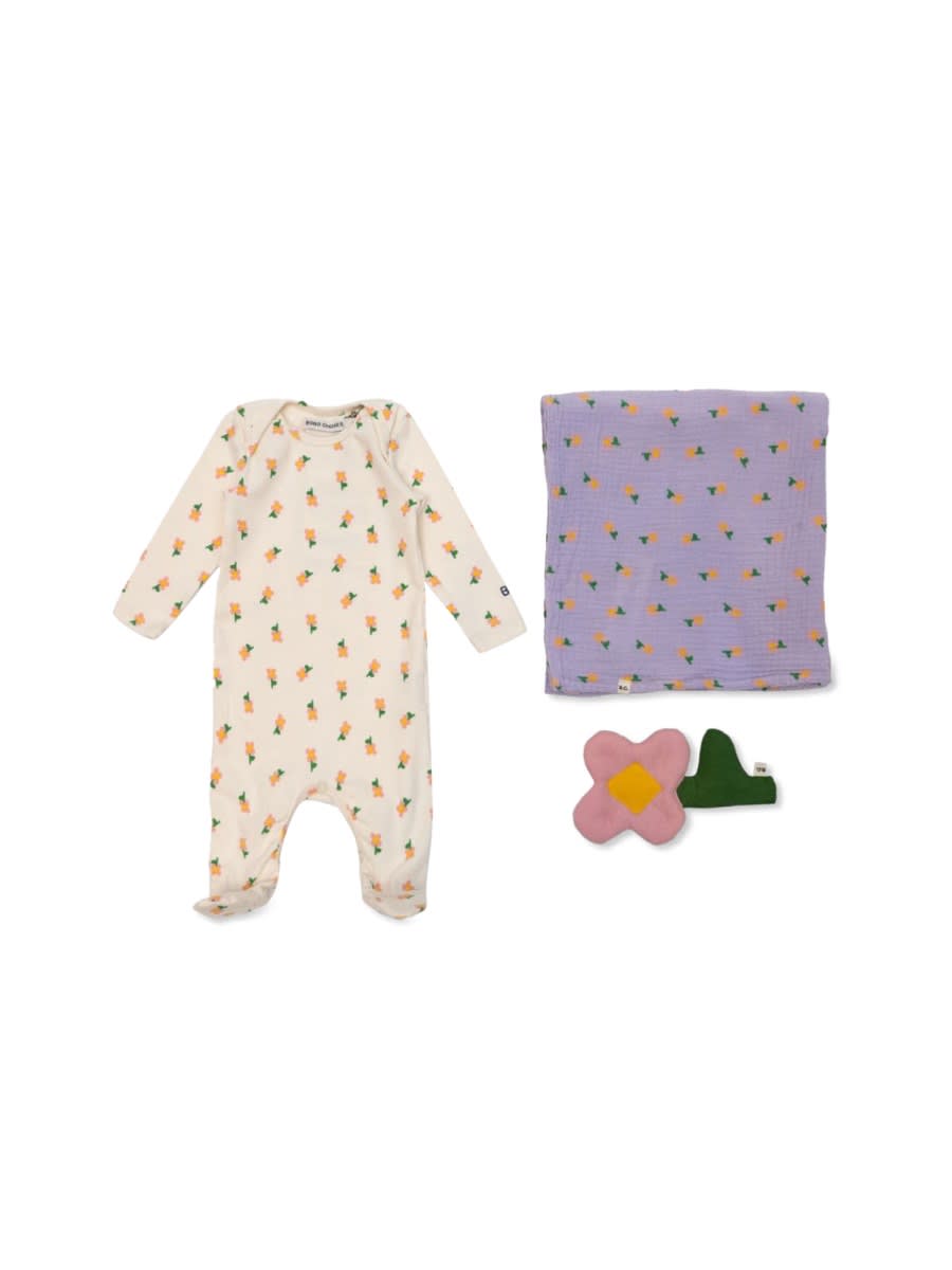 Bobo Choses Floral-print Babygrow (set Of Three) In Lilac