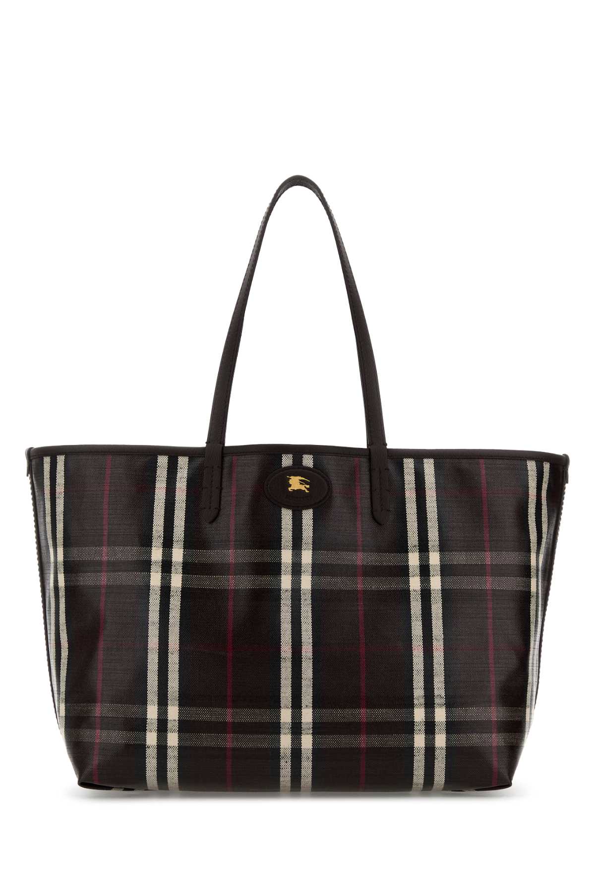 Burberry Embroidered Canvas Medium Highlands Shopping Bag In Brown
