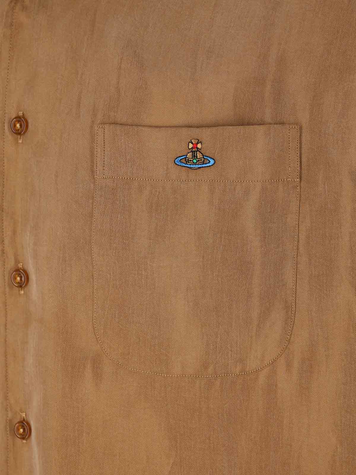 Vivienne Westwood Collared Shirt With Long Sleeves And Chest Pocket In Brown