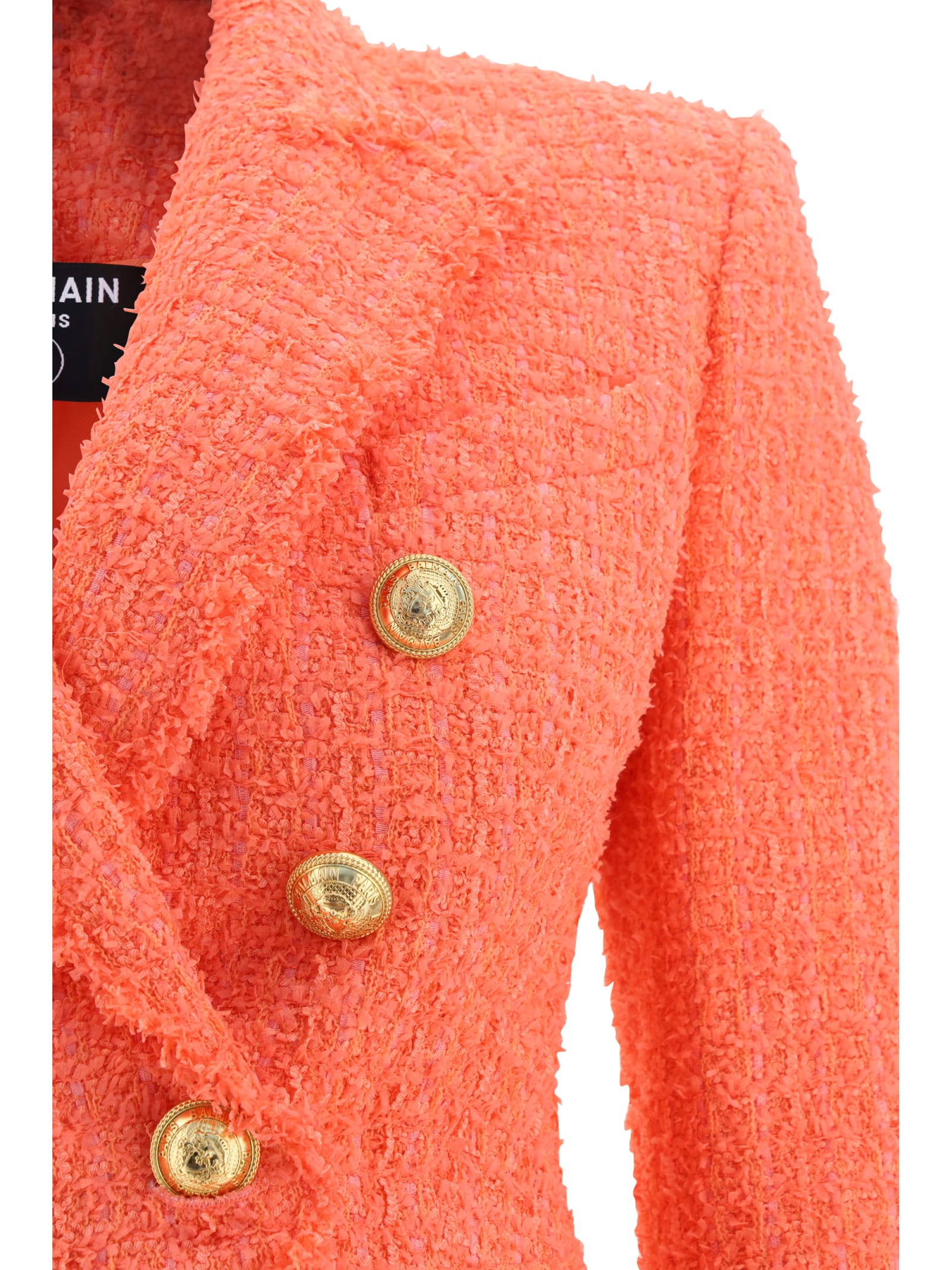 Balmain Stylish Double-breasted Wool Jacket For Women In Pink In Saumon