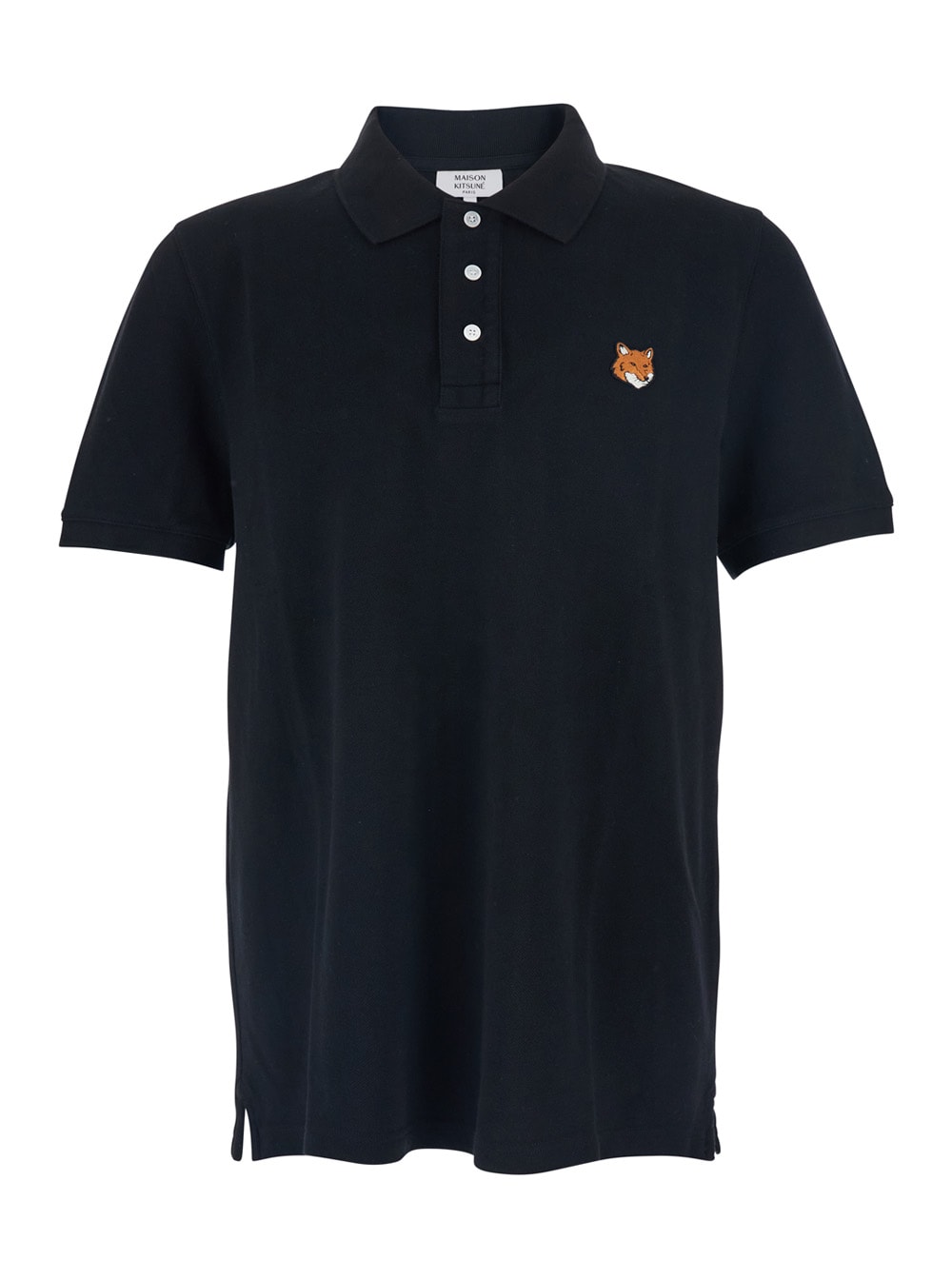 Maison Kitsuné Versatile Short Sleeve Ribbed Collar Polo In Black