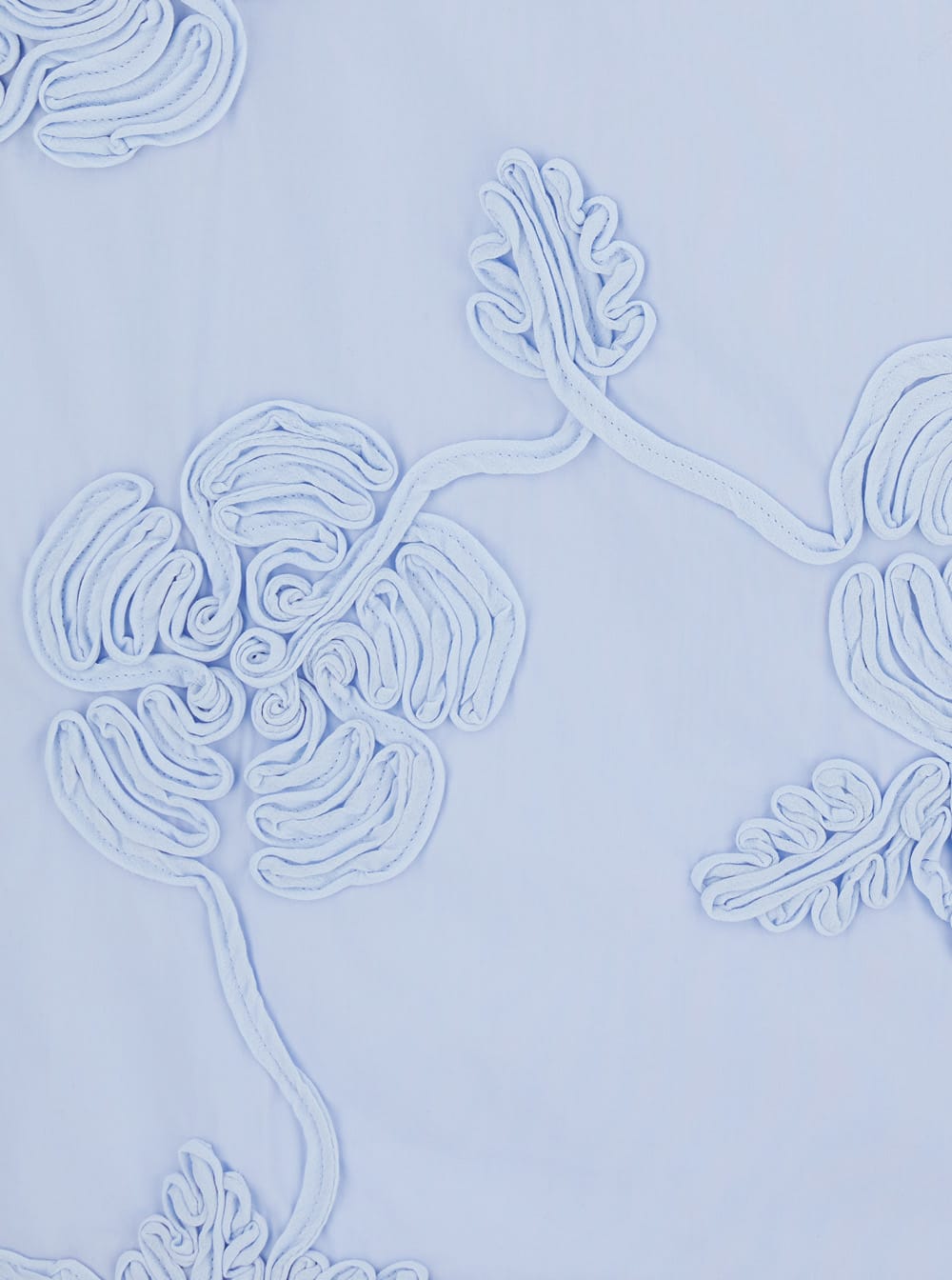 Rotate Birger Christensen Light Blue Cotton Mini Skirt With 3d Floral Embroidery In Blue