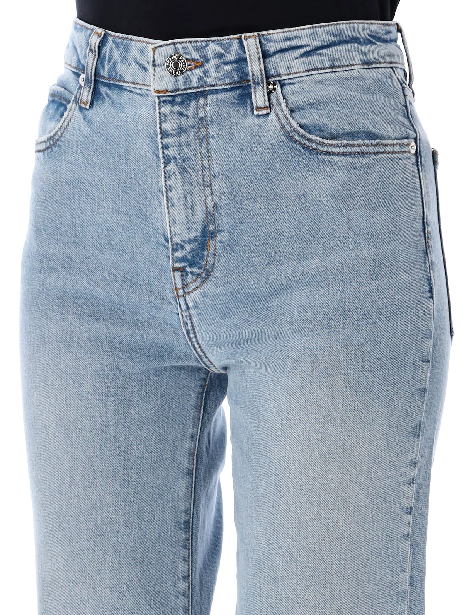 Frame The Staple High Waist Straight Leg Jeans In Dolly Light Blue