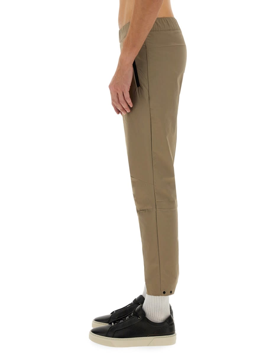 Hugo Boss Cropped Elastic Waistband Trousers With Button Detail In Brown