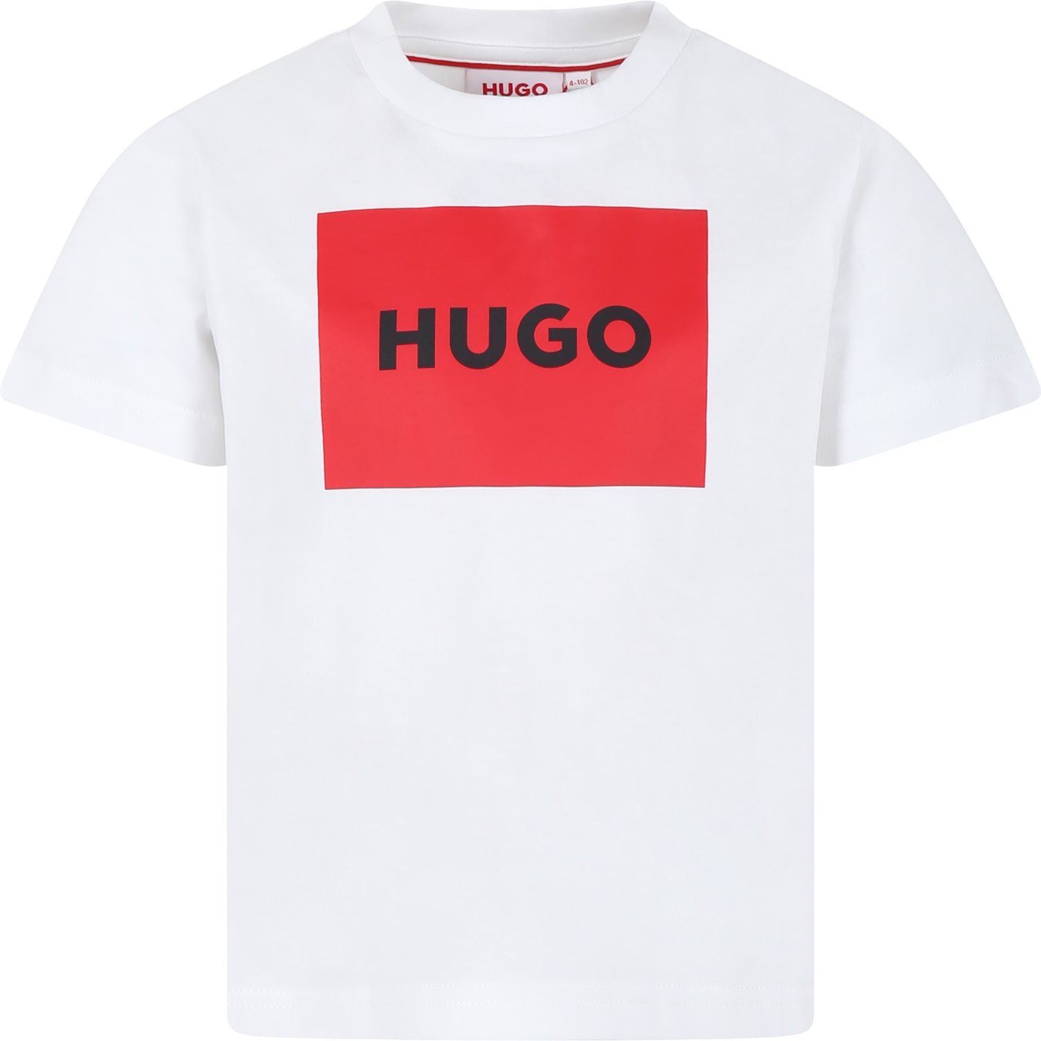 Shop Hugo Boss White T-shirt For Boy With Logo