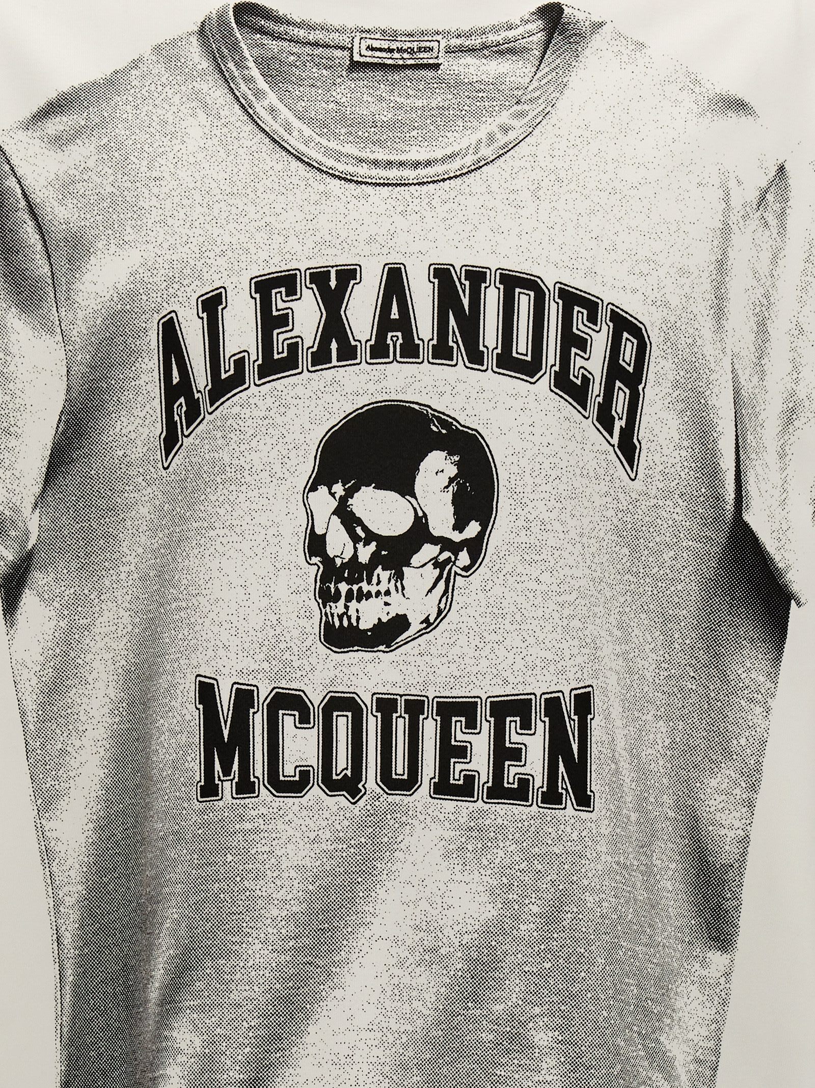 Alexander Mcqueen Printed Compact Cotton T-shirt In White/black