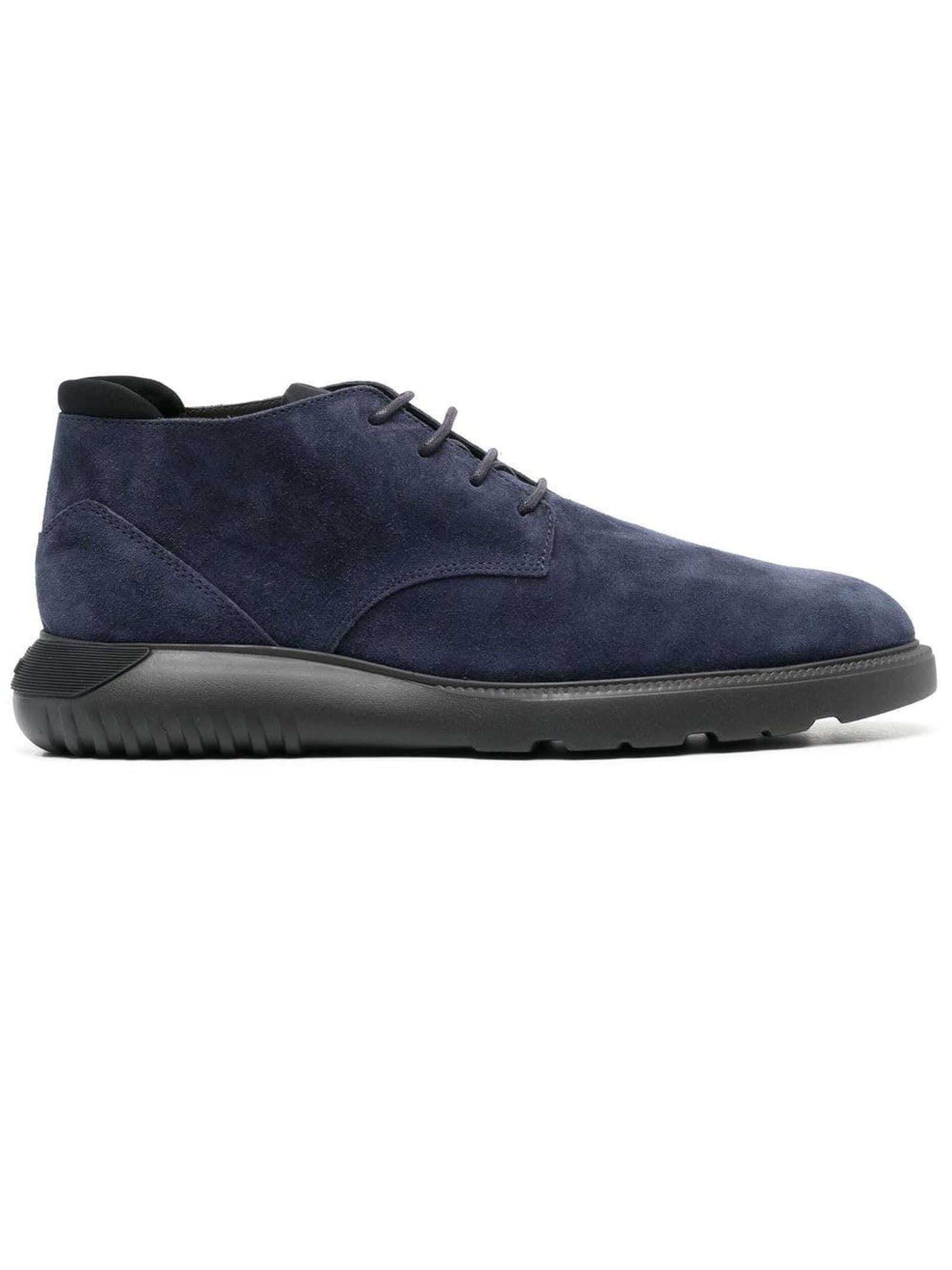 HOGAN BLUE LEATHER ANKLE BOOT