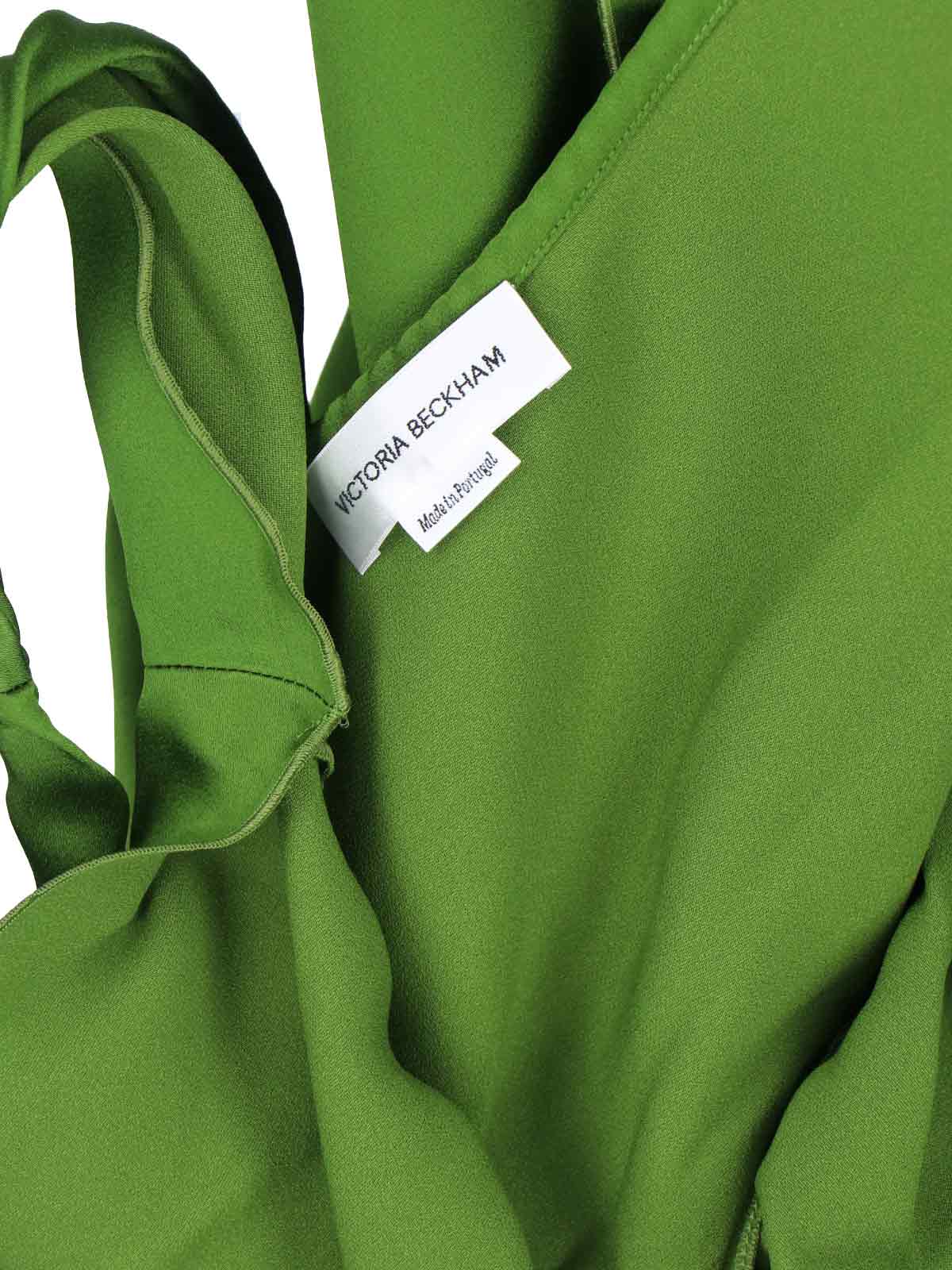 Victoria Beckham Asymmetric Ruched Midi Dress In Green
