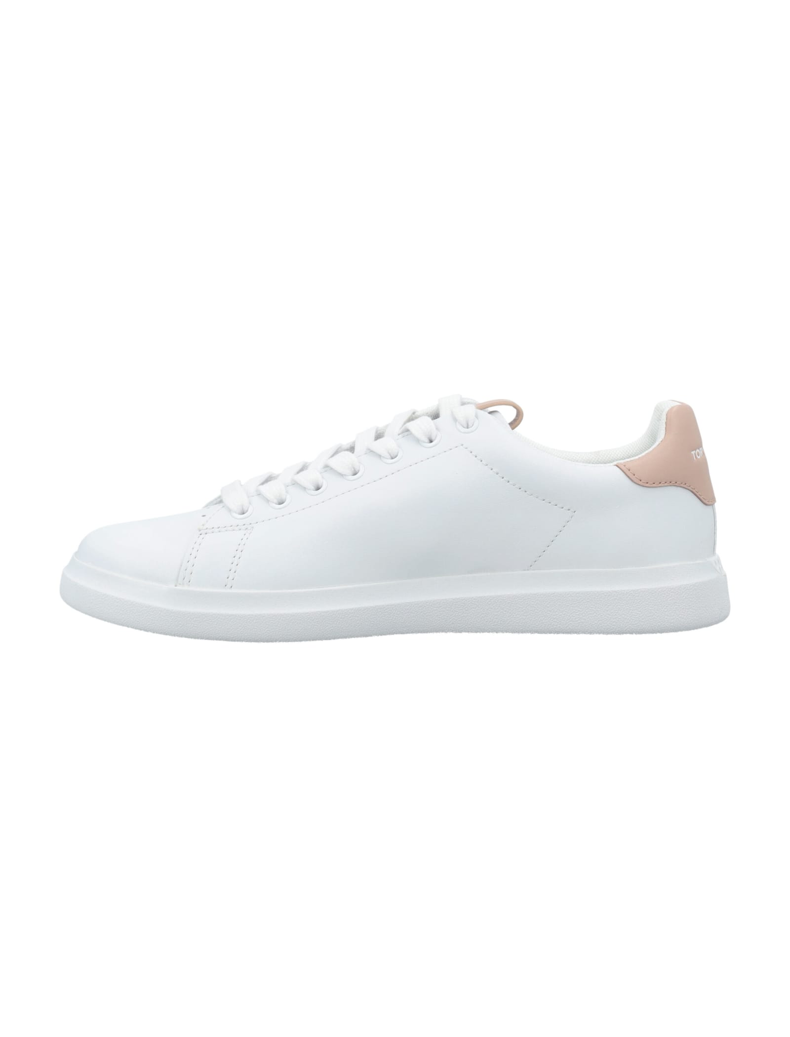 Shop Tory Burch Double T Howell Court Sneakers In Titanium White / Shell Pink