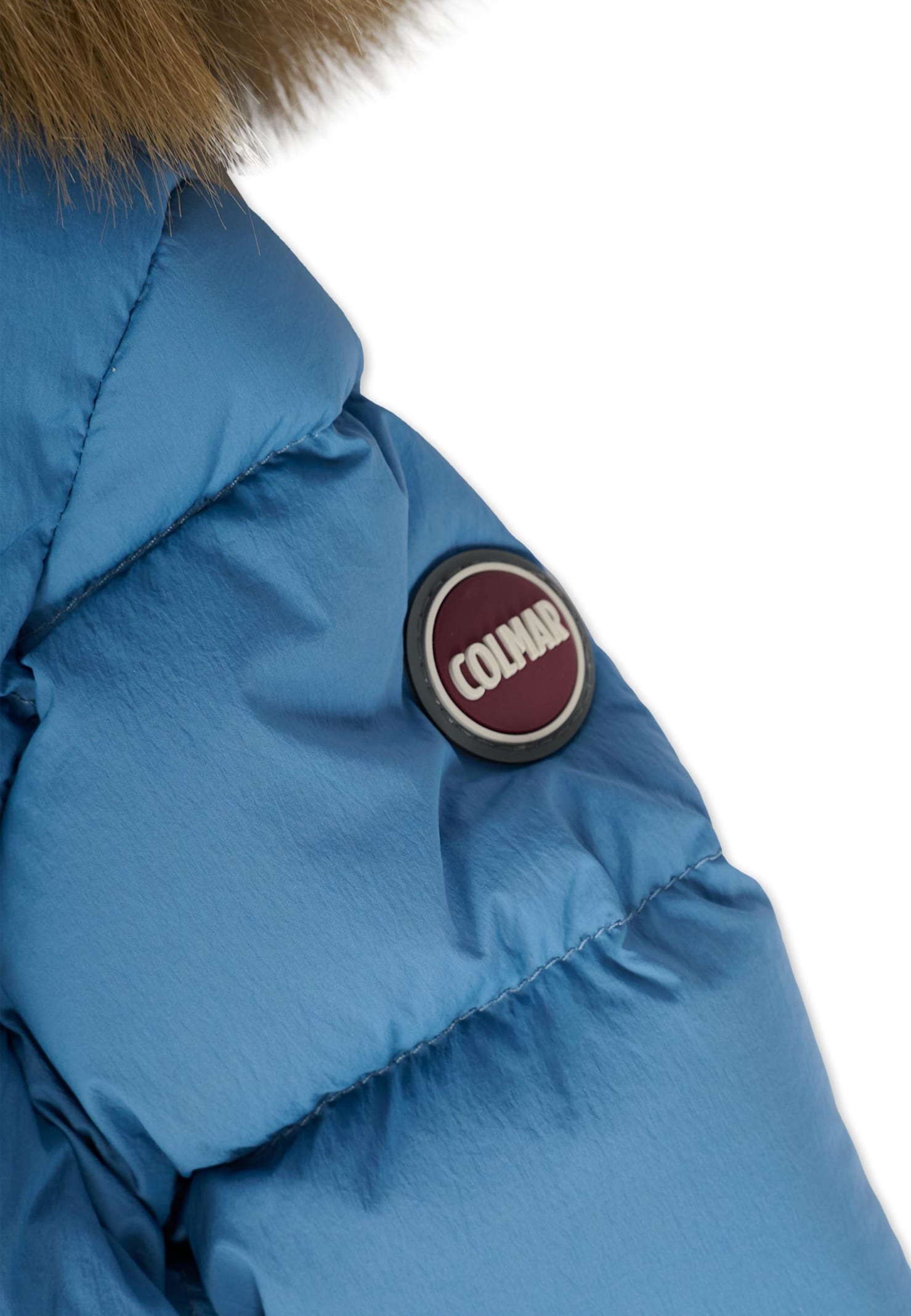 Colmar Light Blue Down Jacket For Baby Boy With Logo In Blue