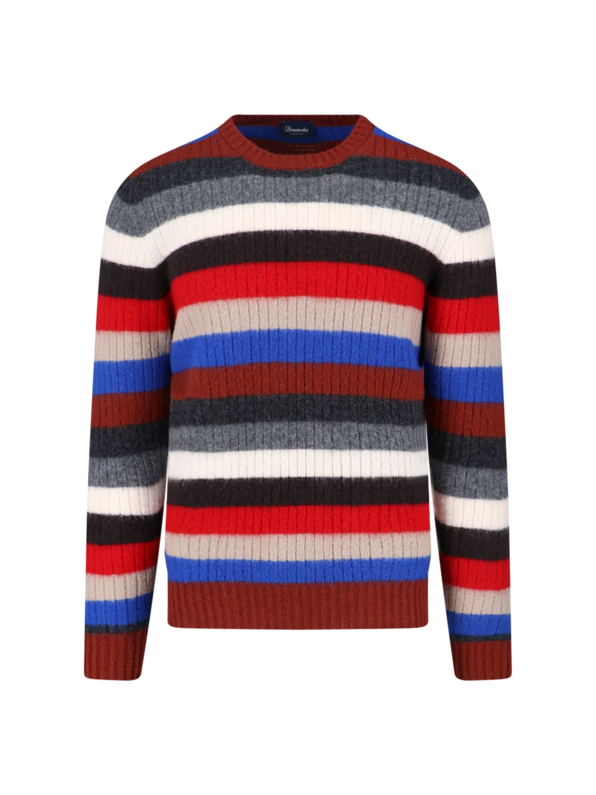 Drumohr Multicolor Striped Crew Neck Sweater In Multi
