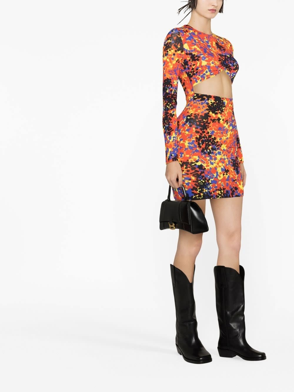 Dsquared2 Short Dress With Cut-out Design And Long Sleeves In Multi