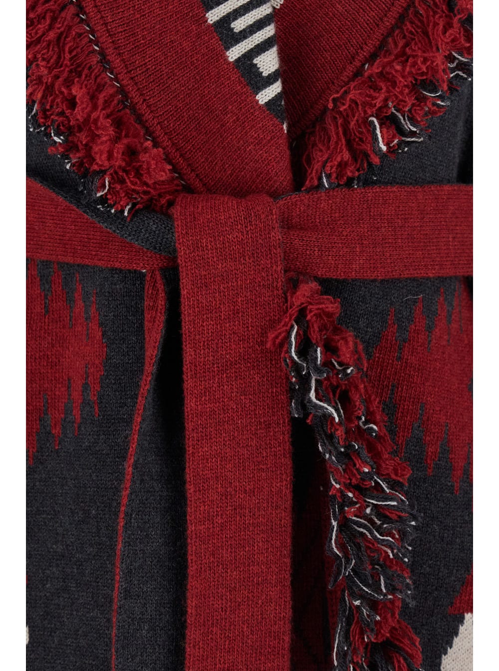 Alanui Multicolor Cardigan With Shawl Collar And Belt In Wool Woman In Multi