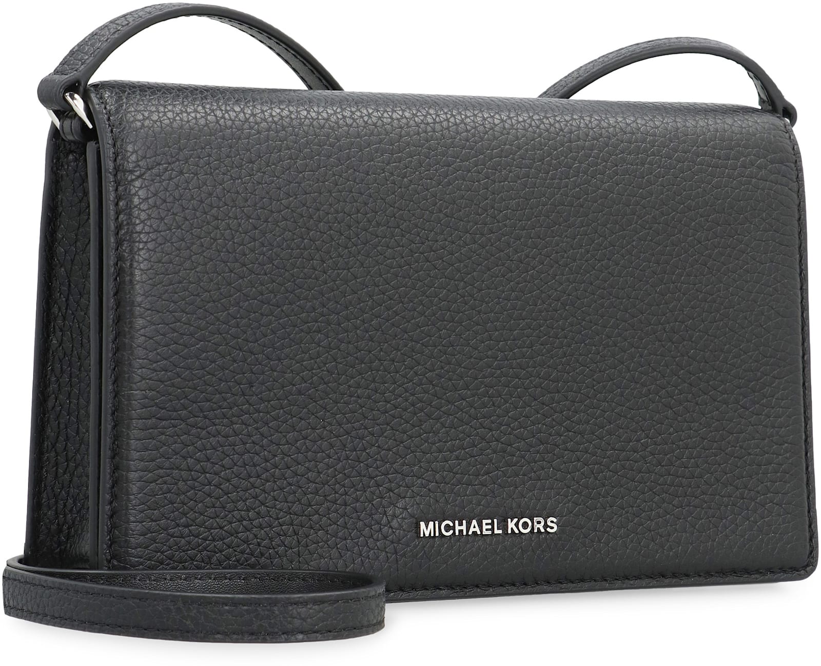 Shop Michael Michael Kors Jet Set Leather Crossbody Bag In Black