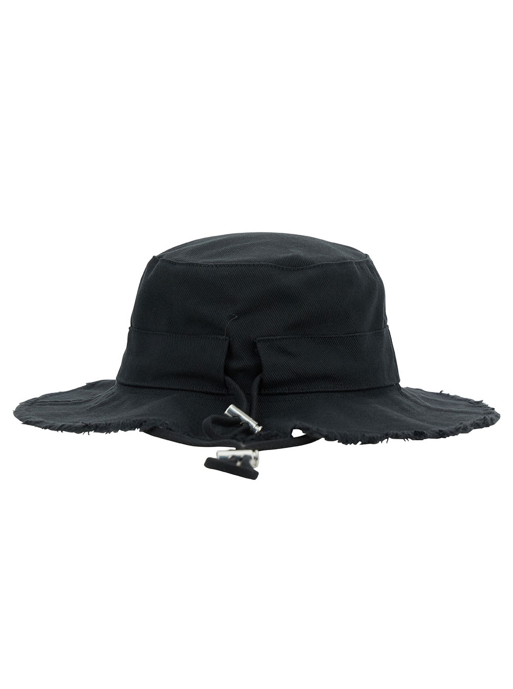 Shop Jacquemus Le Bob Artichaut Black Hat With Metal Logo In Canvas Man