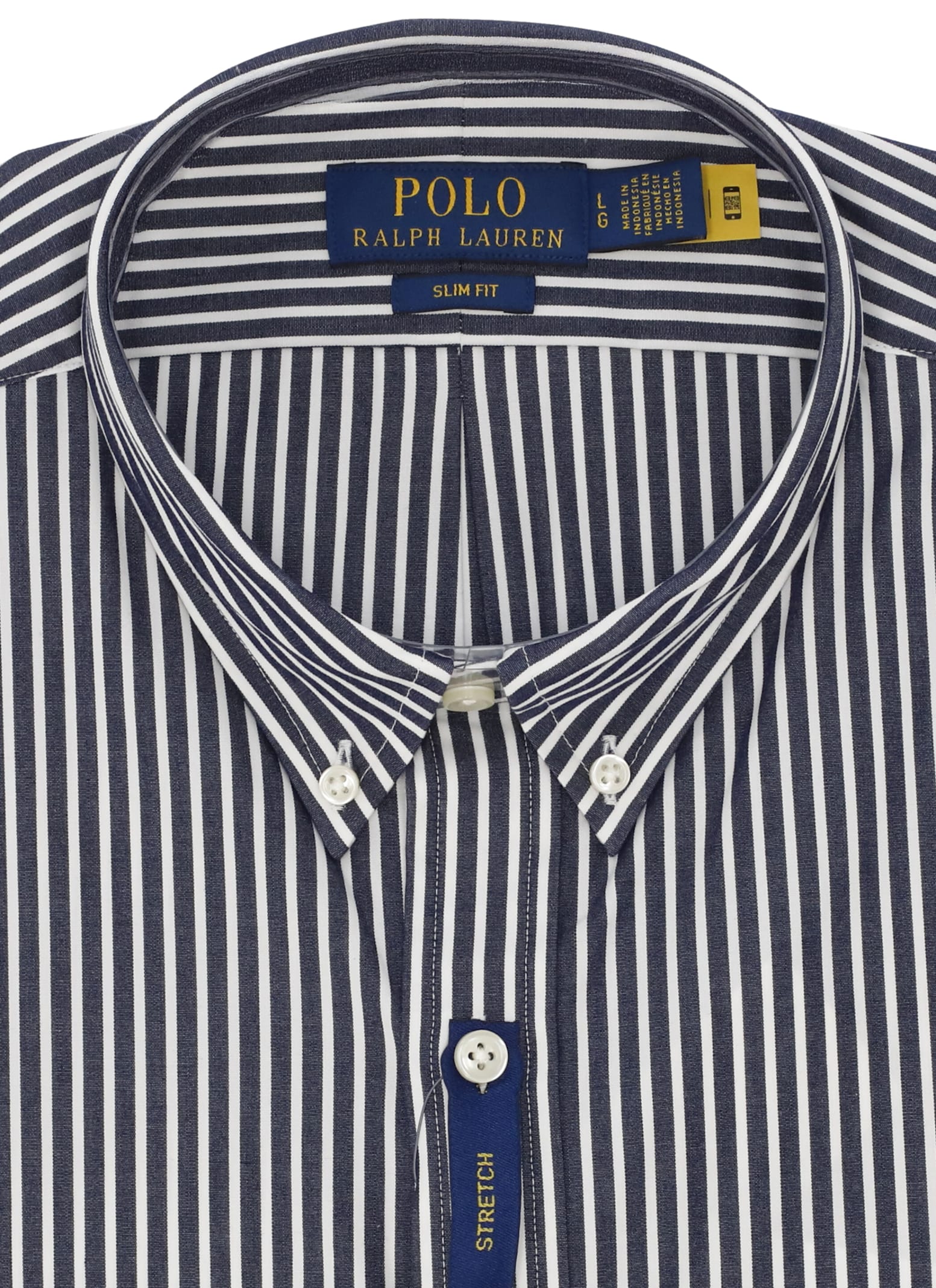 Polo Ralph Lauren Striped Pattern Button-down Collar Long Sleeves In Blue