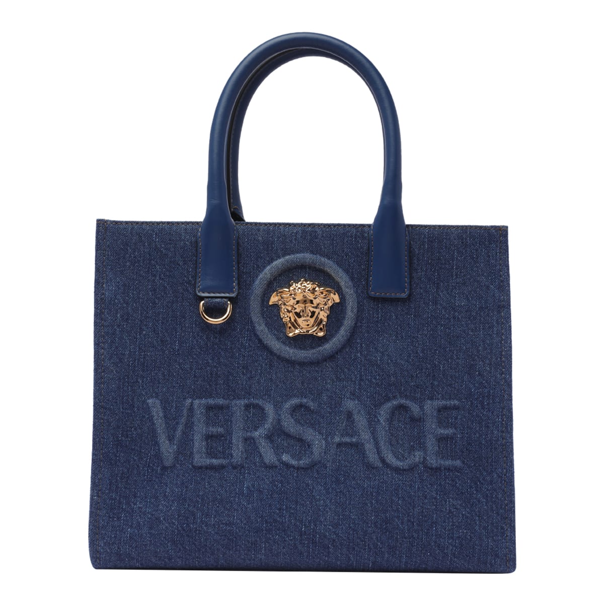 Shop Versace Small La Medusa Shopper In Blue