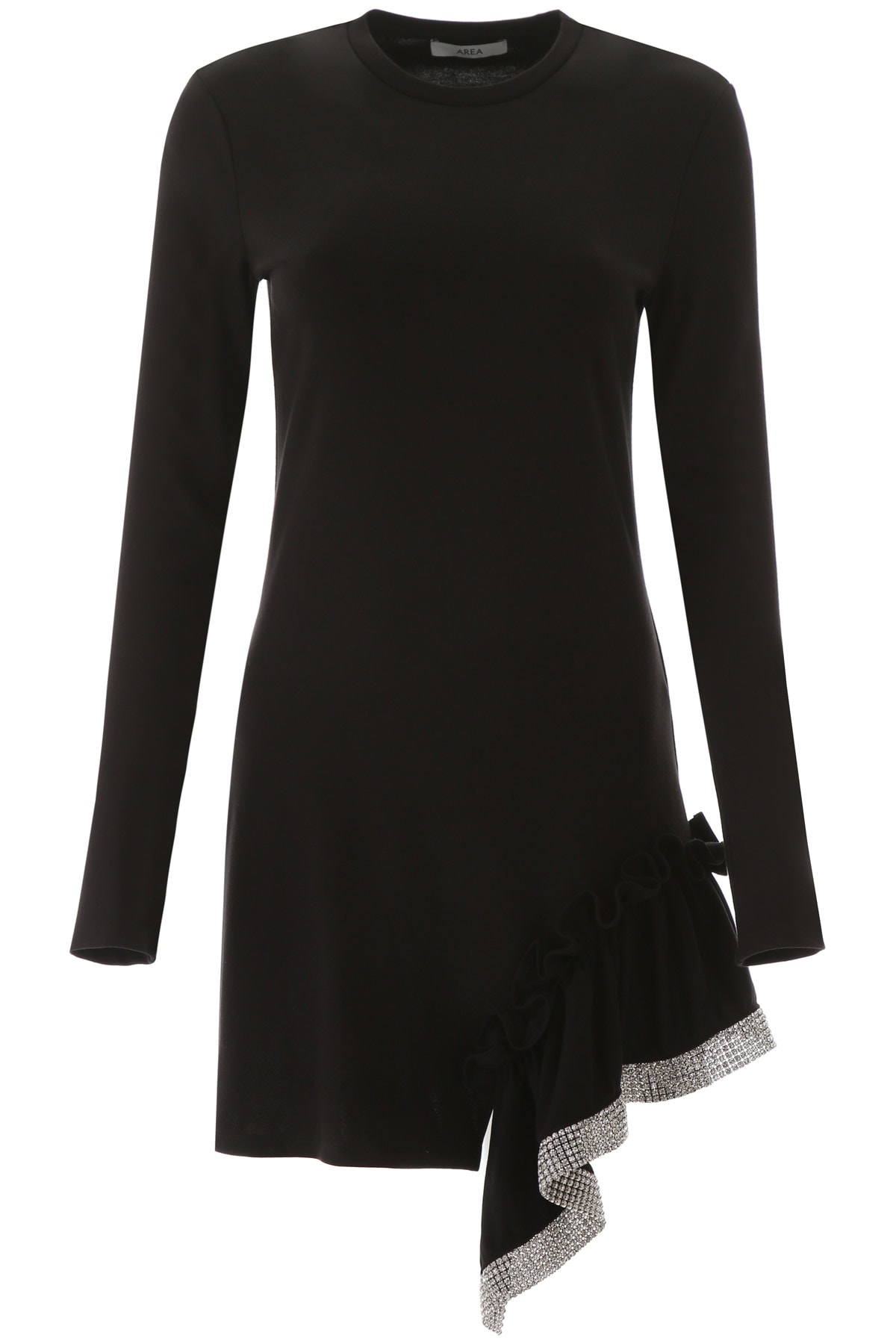 AREA JERSEY DRESS WITH RUFFLE AND RHINESTONES,11239492