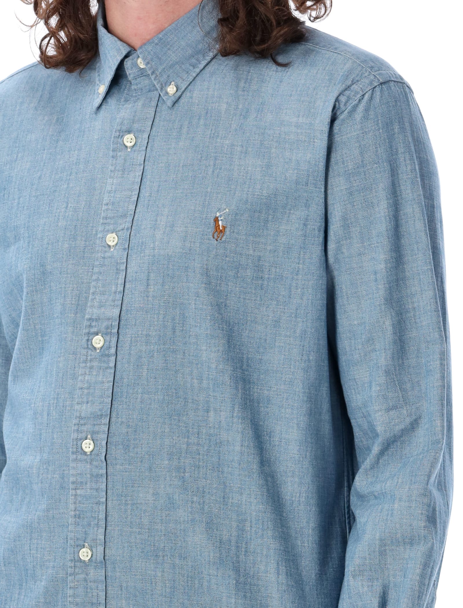 Shop Polo Ralph Lauren Denim Shirt In Light Blue