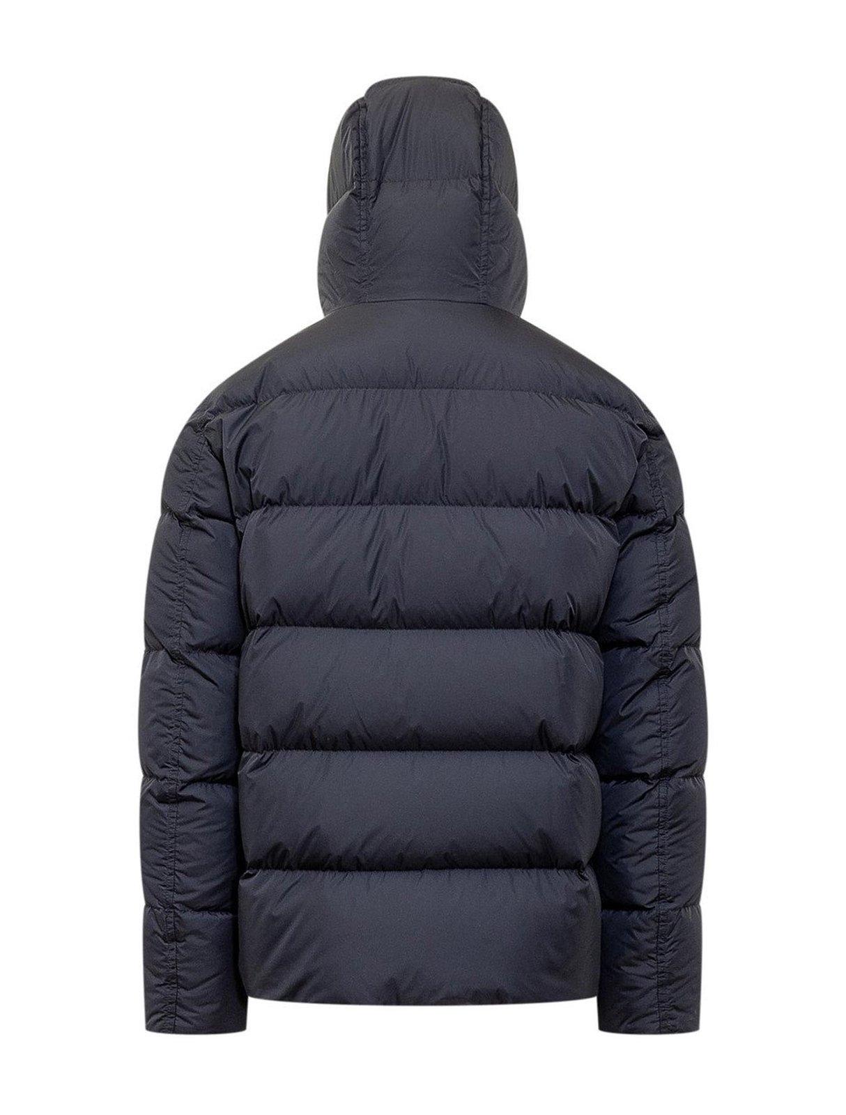 Shop Herno High Neck Hooded Down Jacket In Blu