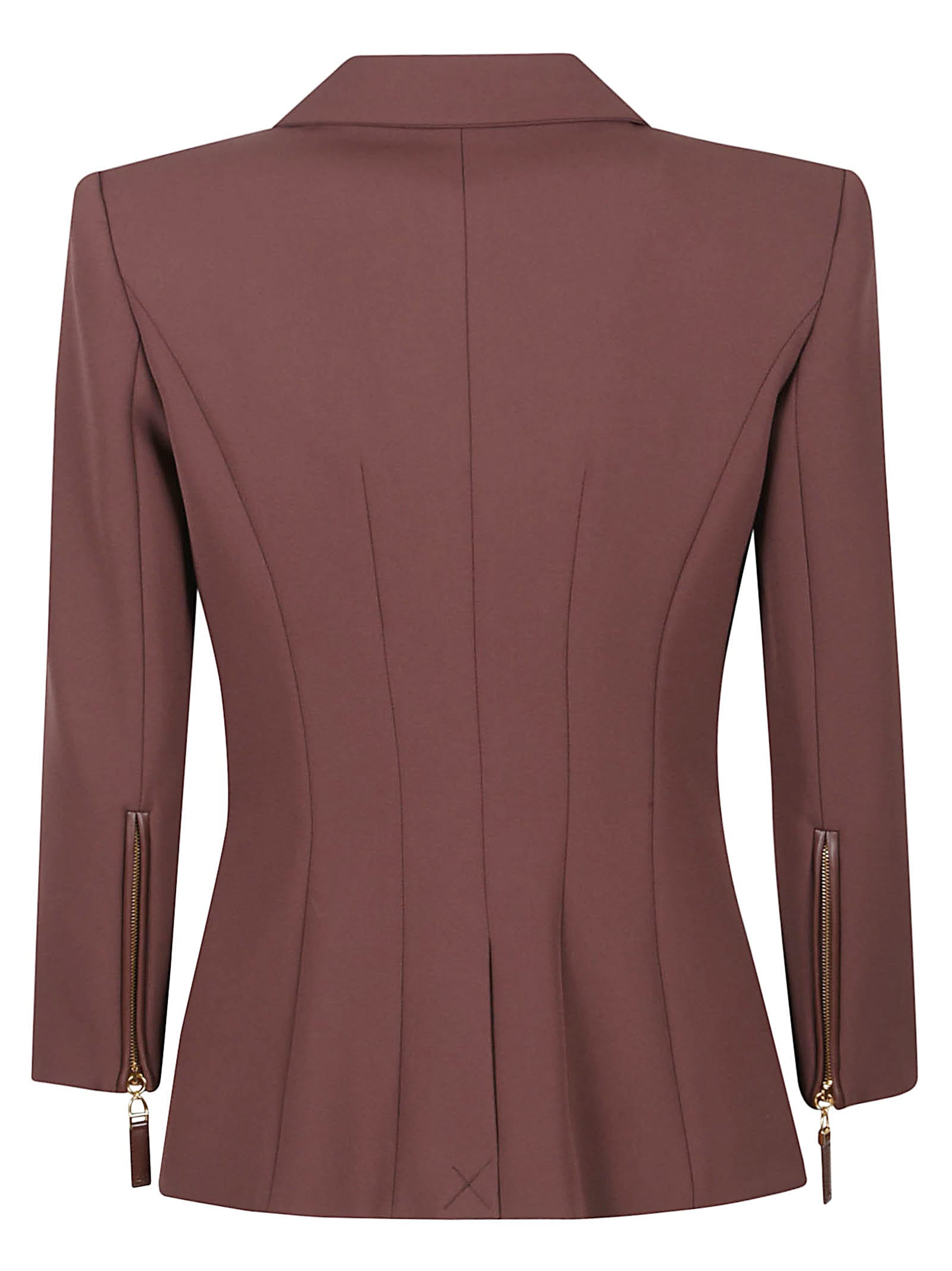 Elisabetta Franchi Tailored Double-breasted Blazer With Gold Accents In Burgundy